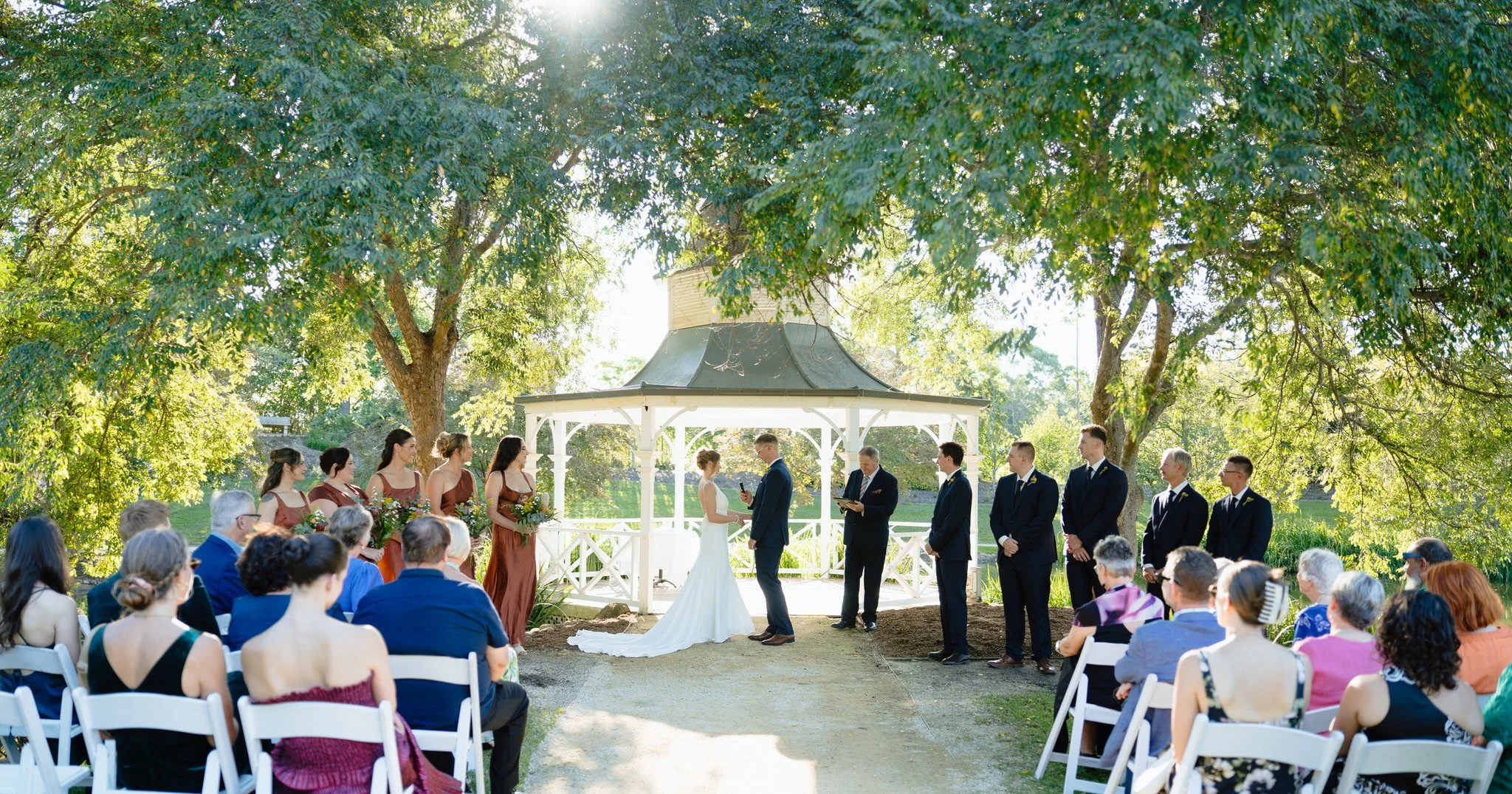 Outdoor wedding ceremony gazebo Hunter Valley Gardens Pokolbin
