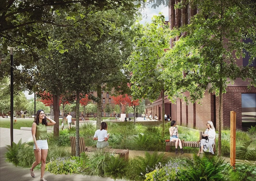 Across the Masterplan for St.Michael&rsquo;s Place we have shaped a greener urban centre for Huyton that puts people in touch with nature. From village green to urban glade - the plan offers a range of characterful and attractive environments to supp