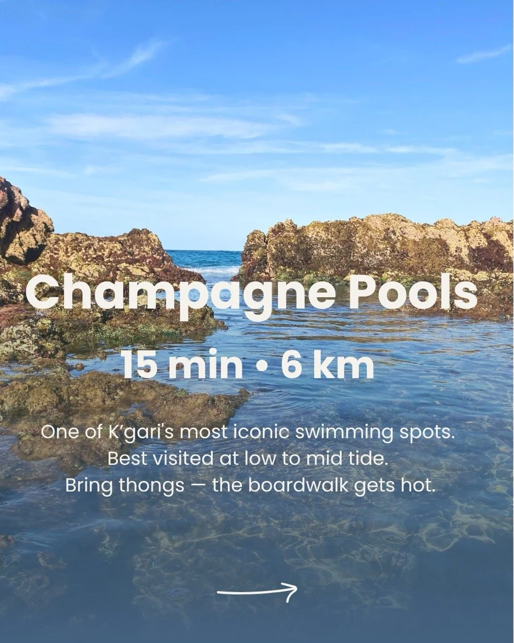 Champagne Pool Travel distance orchid beach