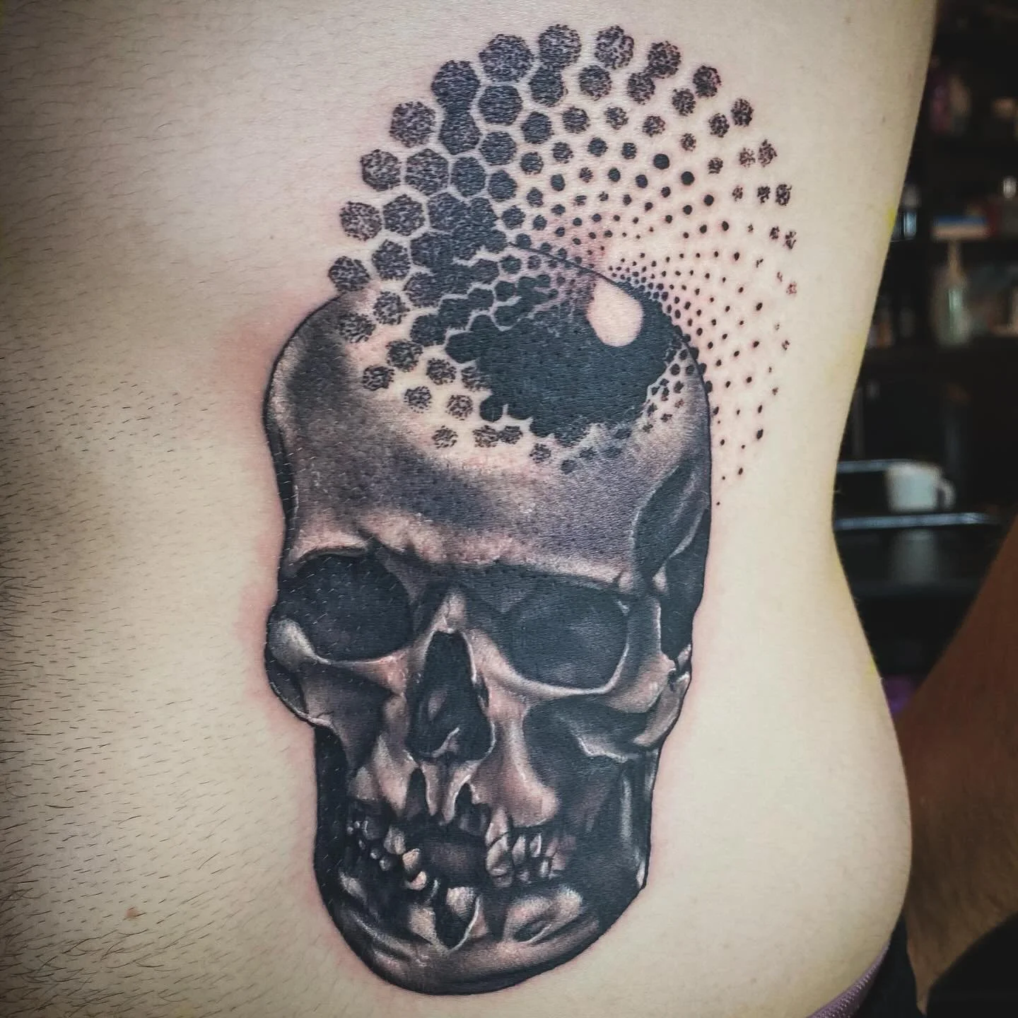 Skully for Anthony. &bull; &bull;  #skull #skulltattoo #skullwork #skulltattoos #tattoo #tattoos #ink #inked #tattooshop #tattooartist #tattooideasforguys #tattoostudio #tattoostyle