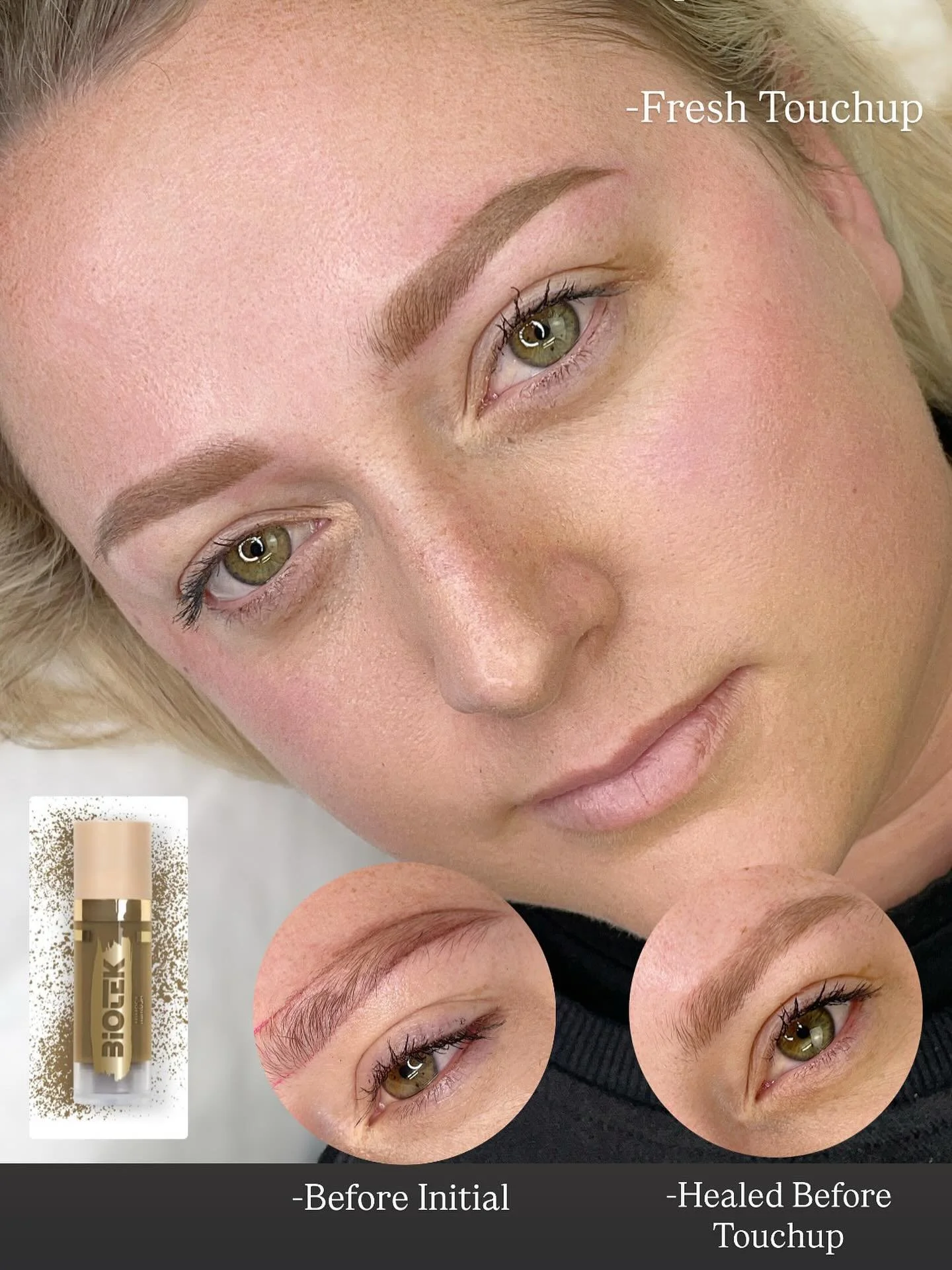 Every set of brows tells a story. 

This client&rsquo;s journey shows the stages of bespoke artistry: before her first session, healed, and now freshly touched up. Each step is tailored to her natural bone structure and hair growth, creating balance 