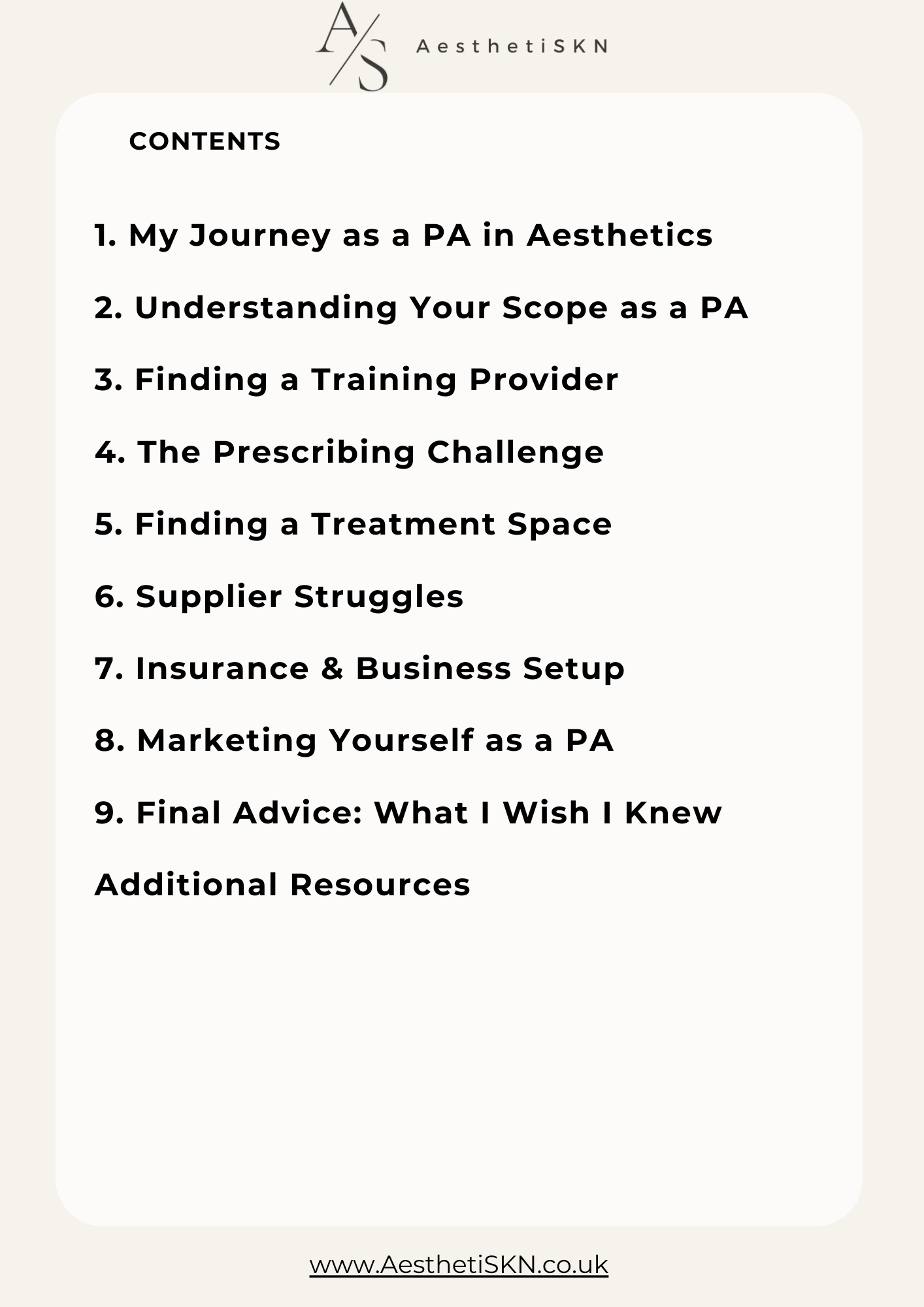 PA aesthetics Business start up guide and check list for medical professionals