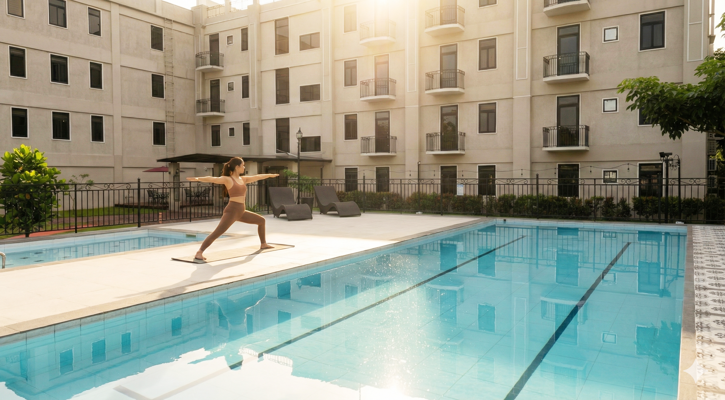 People dancing and socializing at a celebration or event, all dressed in white, in a decorated outdoor venue.