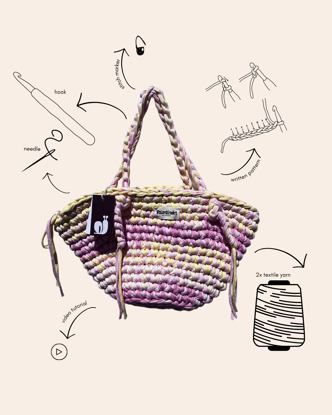 DIY set - crochet bag FLOWER BASKET