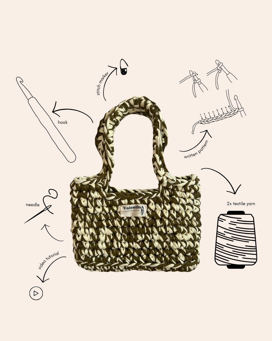 DIY set - crochet bag TWINNY