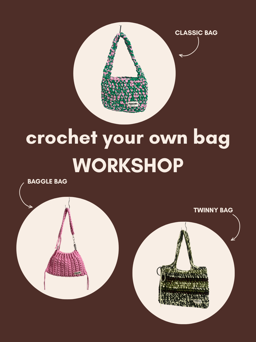 "crochet your own bag" Taschen Häkel Workshop // @Köstlergasse, 1060 Vienna