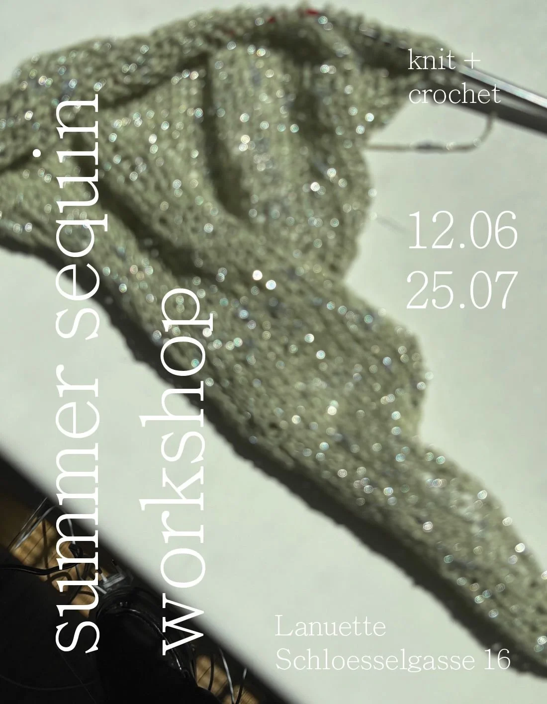 summer sequin workshop // crochet beach bag or knit summer top & hip bandana