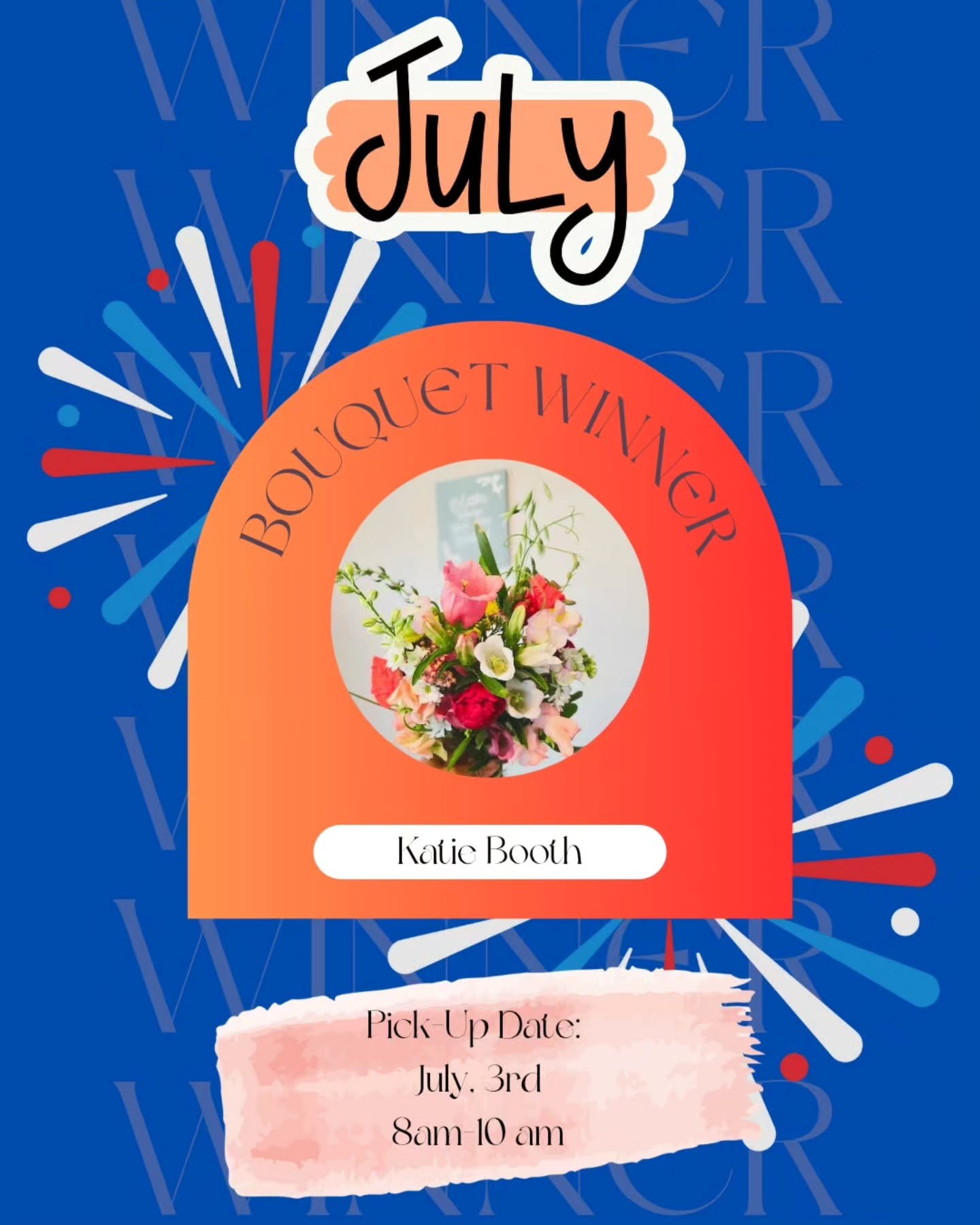🎉 Congratulations to this week&rsquo;s bouquet winner&hellip; Katie Booth! 🎉

You&rsquo;ve won a fresh, locally grown bouquet bursting with seasonal beauty 💐

🌸 Pickup Details:
📍 Reed City Flower Stand
📅 Thursday, July 3rd
🕗 Between 8&ndash;10