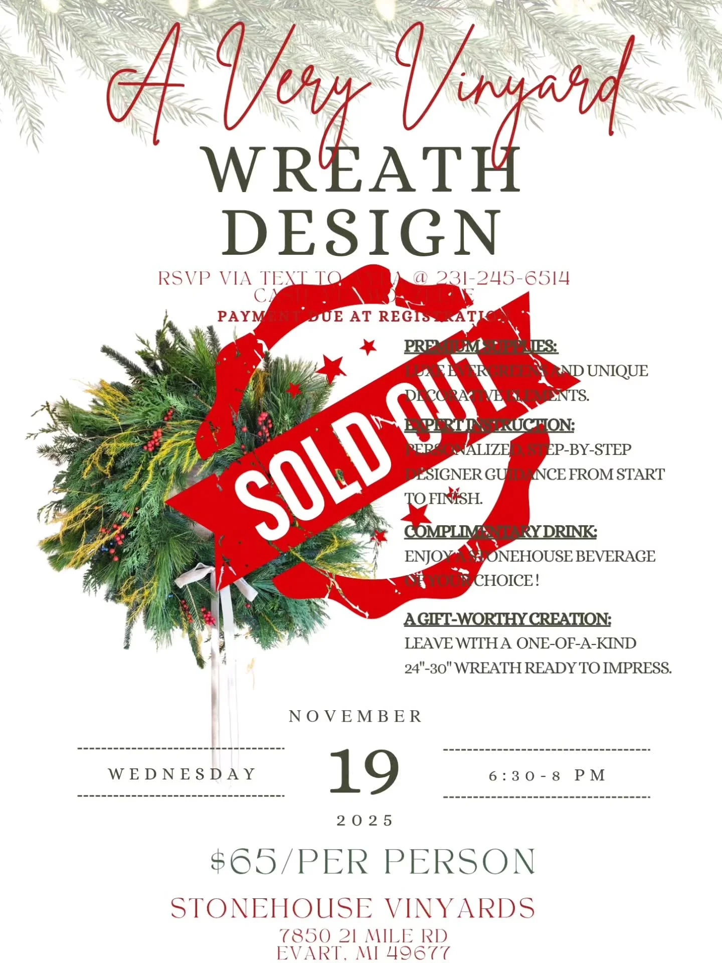 SOLD OUT 🎄

WOW!! We cannot wait to see you all at Stonehouse Vinyards!
