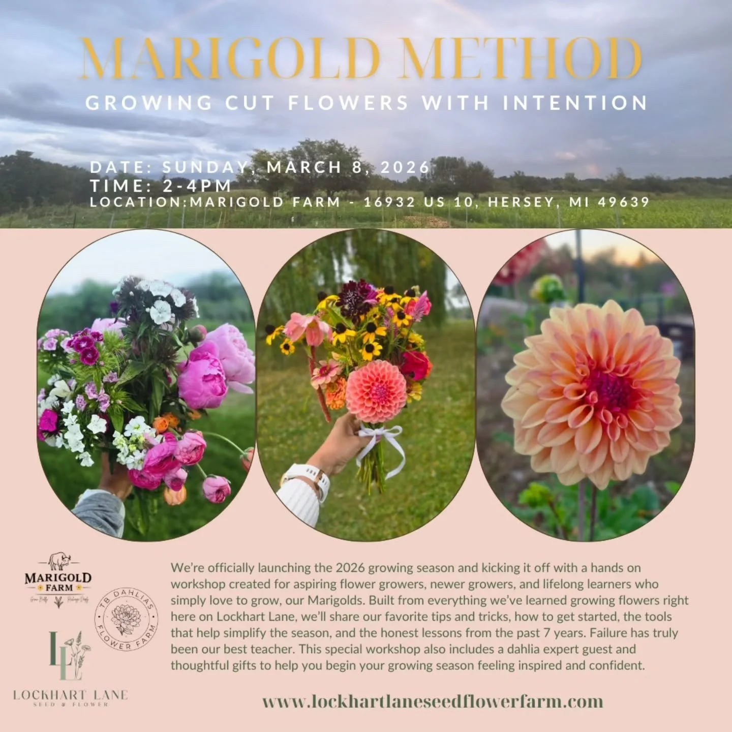 🌸 Marigold Method: Growing Cut Flowers with Intention 🌸 is LIVE!

Kick off the 2026 growing season with a hands-on workshop at Marigold Farm! Learn how to get your cutting garden thriving, gain confidence in growing, and pick up tips from our speci