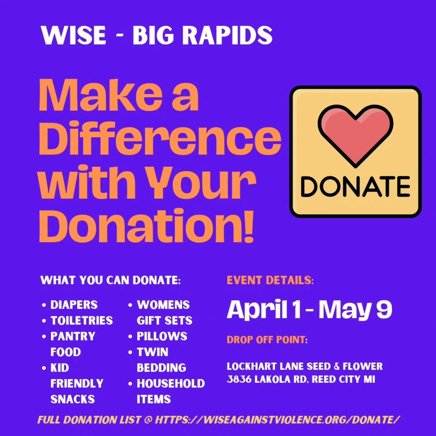 🌸 We&rsquo;re teaming up with Marigold Farm &amp; Launching Our WISE Donation Drive! 🌸

Now through Mother&rsquo;s Day, we&rsquo;re coming together to support the incredible work of WISE in Big Rapids 💗

Looking for an easy way to give?
✨ Shop dir