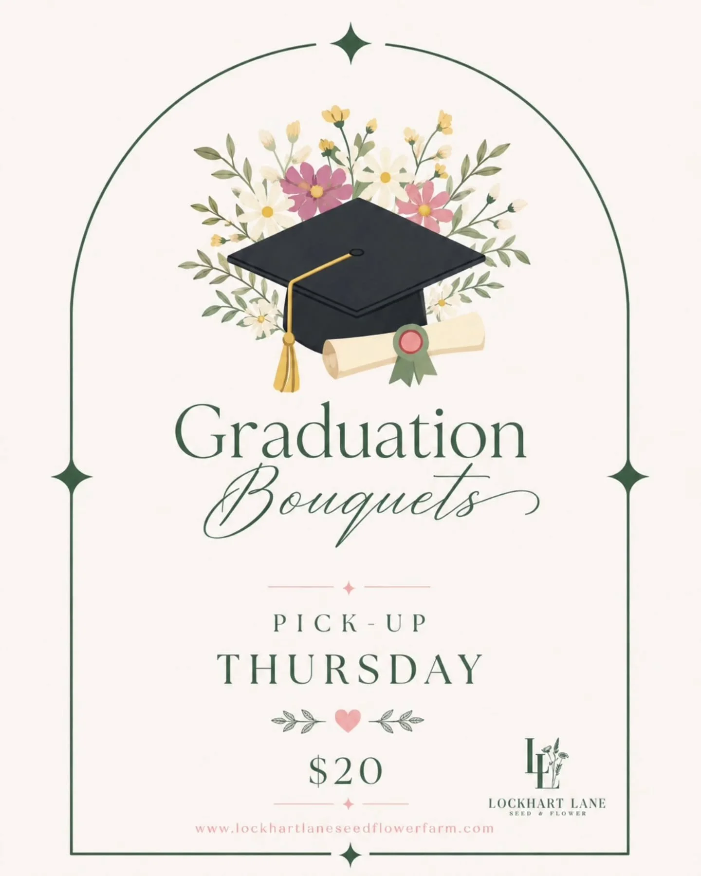 🎓✨ Thursday only &mdash; graduation bouquets are here just in time for Big Rapids graduation!

We&rsquo;ll have a limited number of fresh wrapped bouquets available for pick up at our Farm Stand in Reed City. Want to make sure you snag one? Reserve 