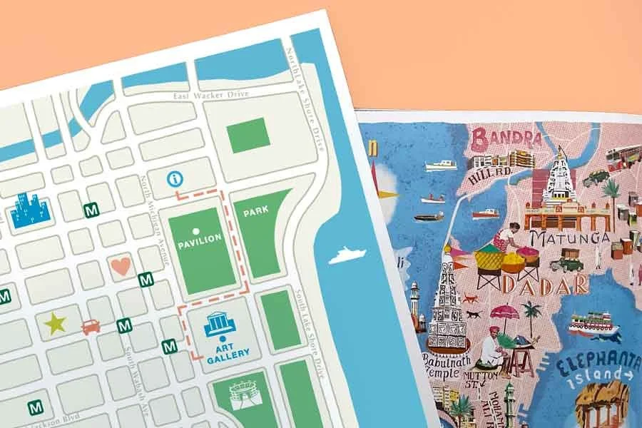 Illustrated map vs functional wayfinding map
