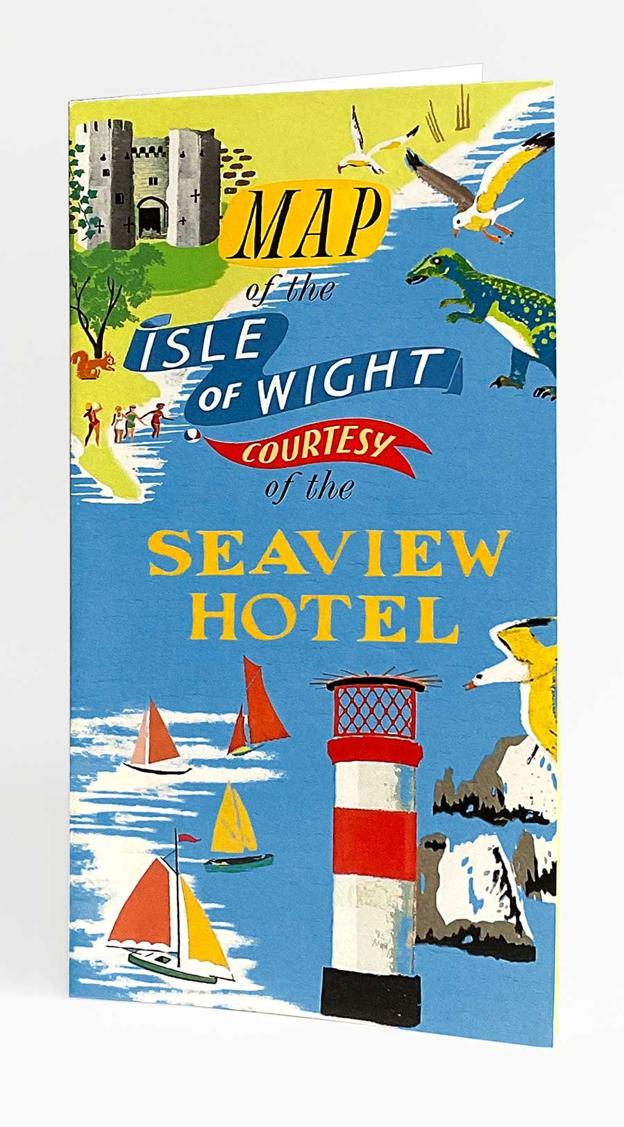 Photograph of printed collateral promoting an Isle of Wight business, showing a hand-lettered title surrounded by spot illustrations by Anna Simmons.