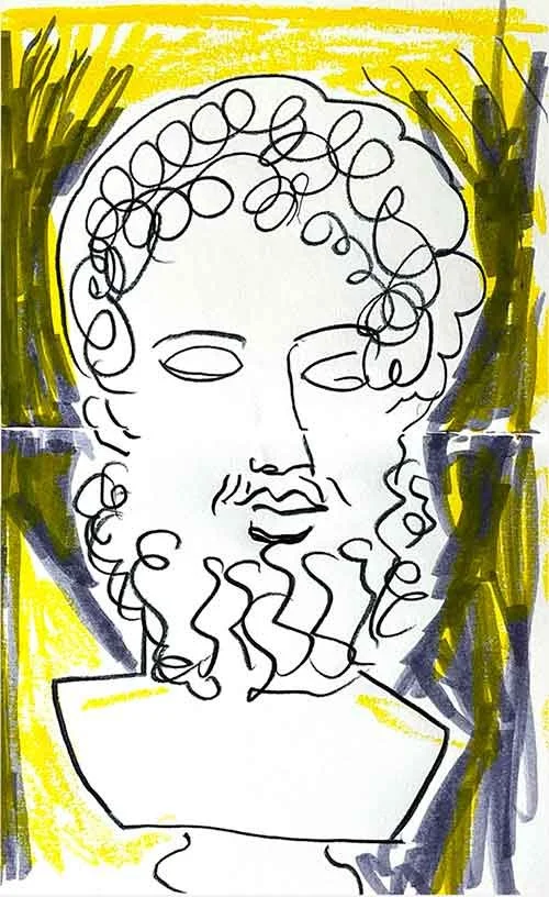 Classical bust – line sketch, Walker Art Gallery, Liverpool