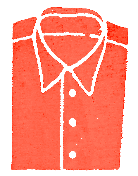 One colour illustration of a folded pyjama top or shirt in orange by illustrator Anna Simmons