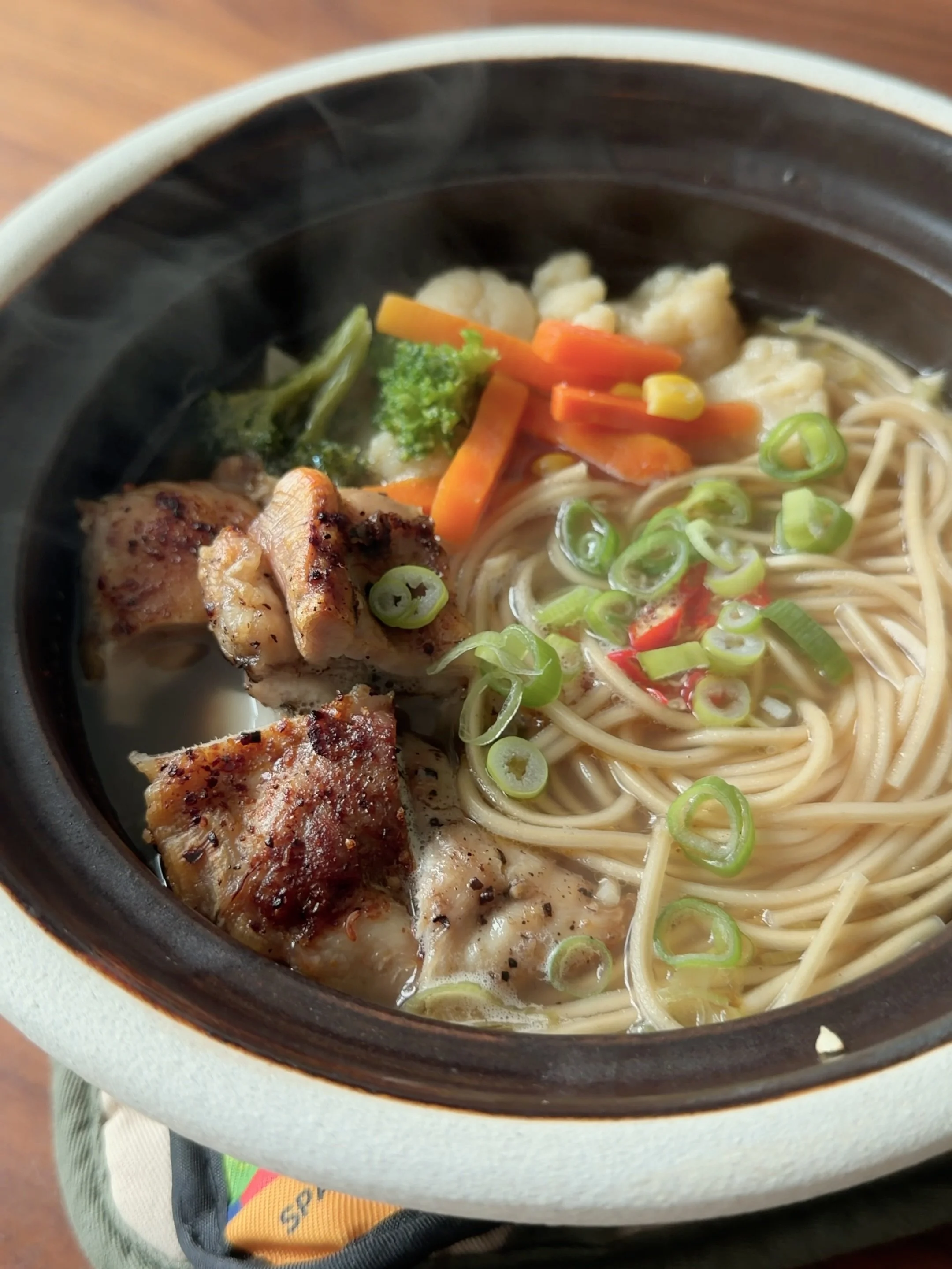 Ultra Comforting &amp; Simple Scallion Sesame Chicken Noodle Soup