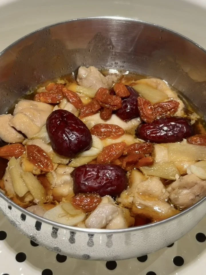 Nourishing Steamed Chicken with Ginger, Red Dates &amp; Goji Berries