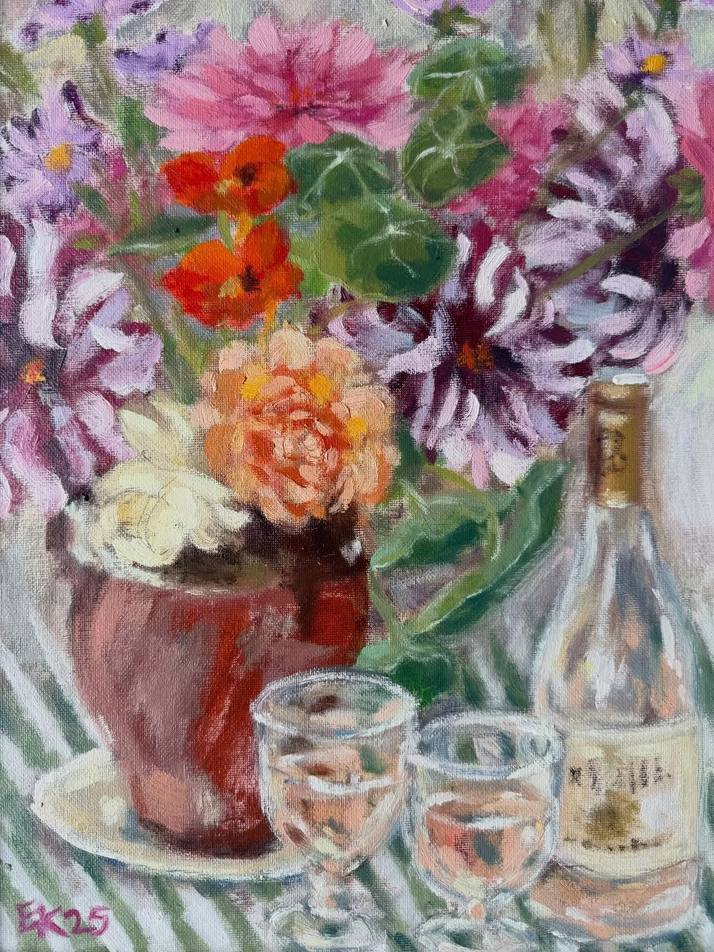 Roses and Ros&eacute;, because it&rsquo;s Chelsea week 🌸🌸🌸 (hoping to see lots of both when I go on Friday!) #oilpainting  #rhschelseaflowershow2026 #rhschelsea