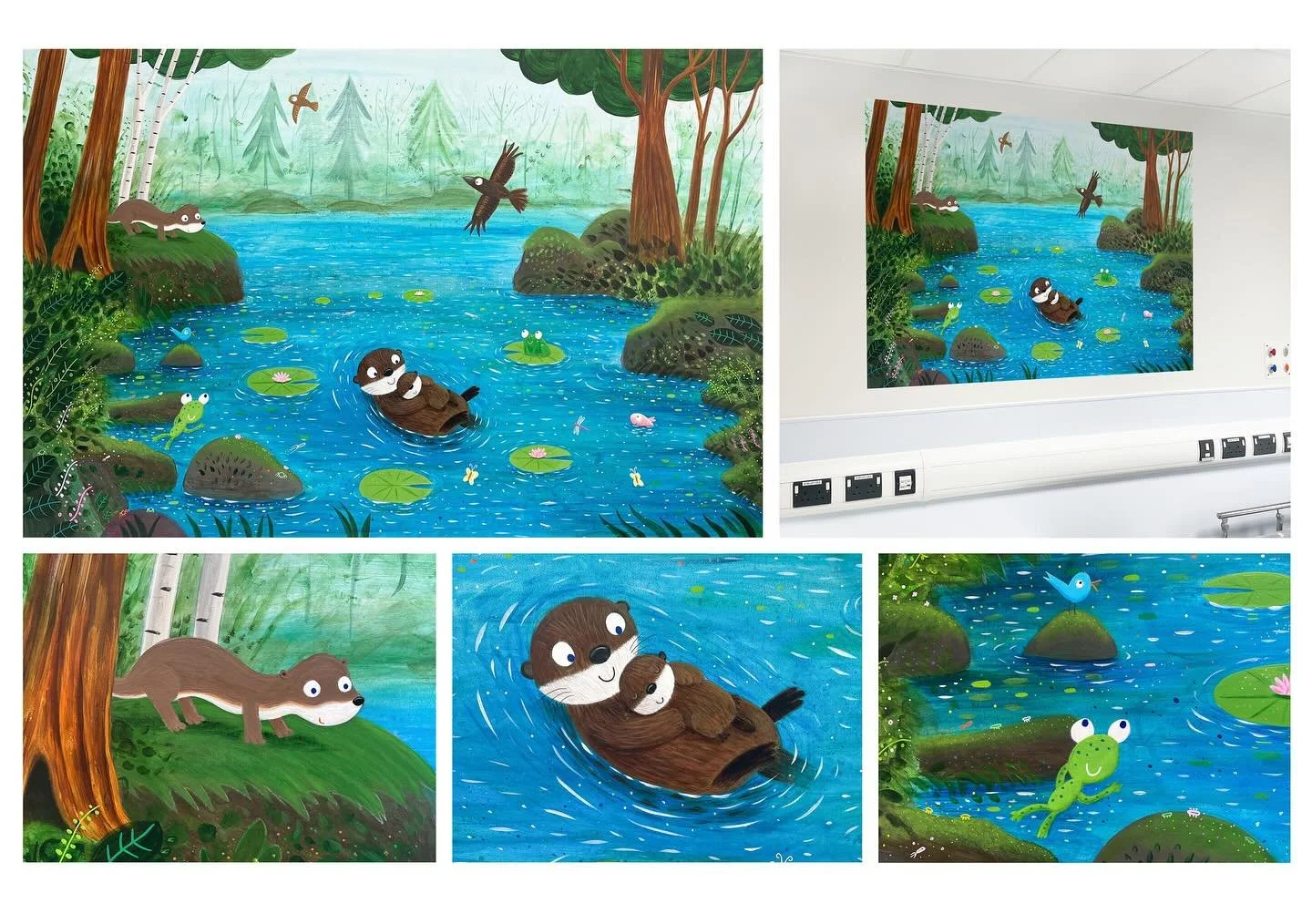 In detail look at my recent mural work for Plymouth Hospital #illustration #artwork #mural #otter #illustrationartist #acrylicpainting