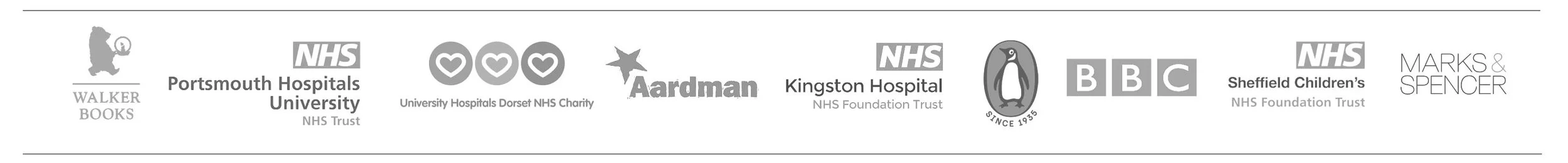 Clients including NHS Sheffield, BBC, and Aardman Animation.