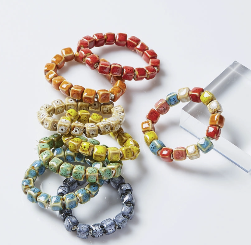 Cube Shape Clay Bead Bracelet