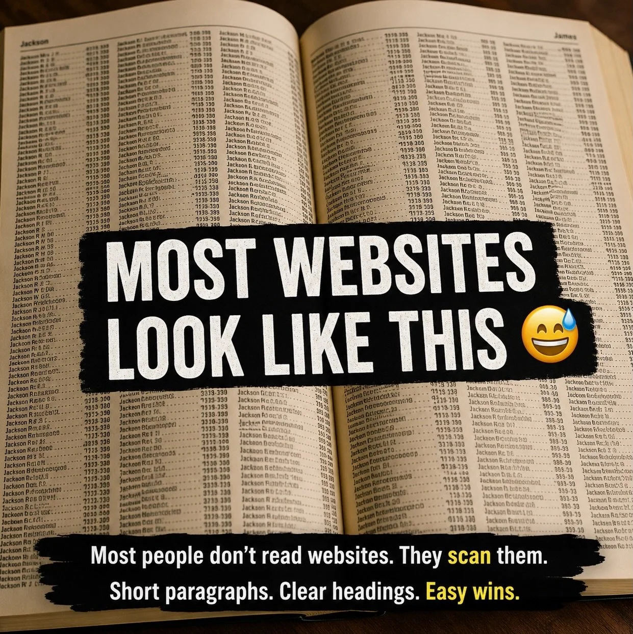 Random marketing fact. 😅

Most people don&rsquo;t read websites.

They scan them.

Which means if your homepage looks like a GCSE English essay&hellip;there&rsquo;s a fair chance nobody&rsquo;s reading it. 👀

✅ Short paragraphs.

✅ Clear headings.
