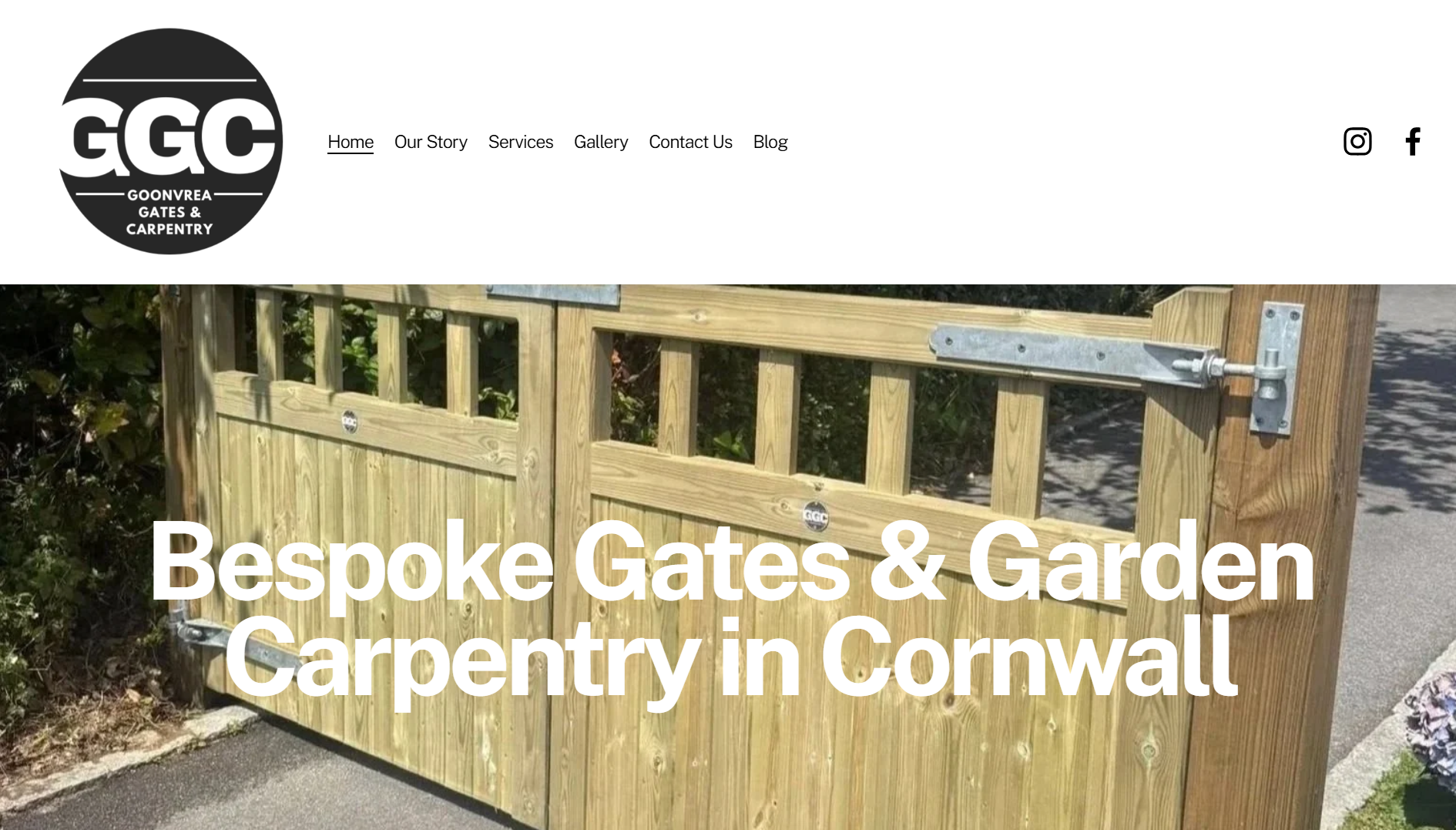 Homepage of Goonvrea Gates & Carpentry, a site built by Tide & Ink.