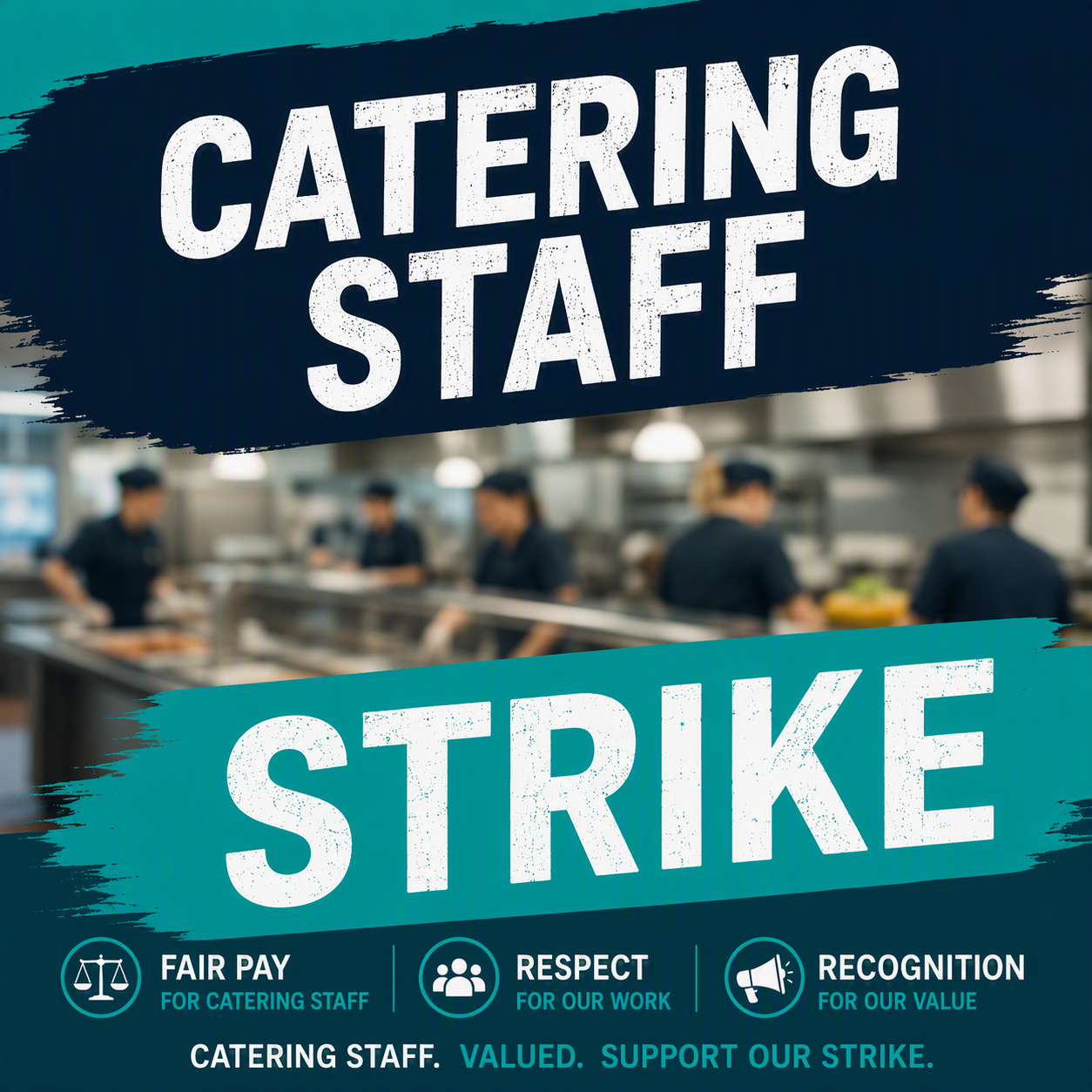 Press Release: Catering staff undertake their first successful day of strike action and received much support from the community.