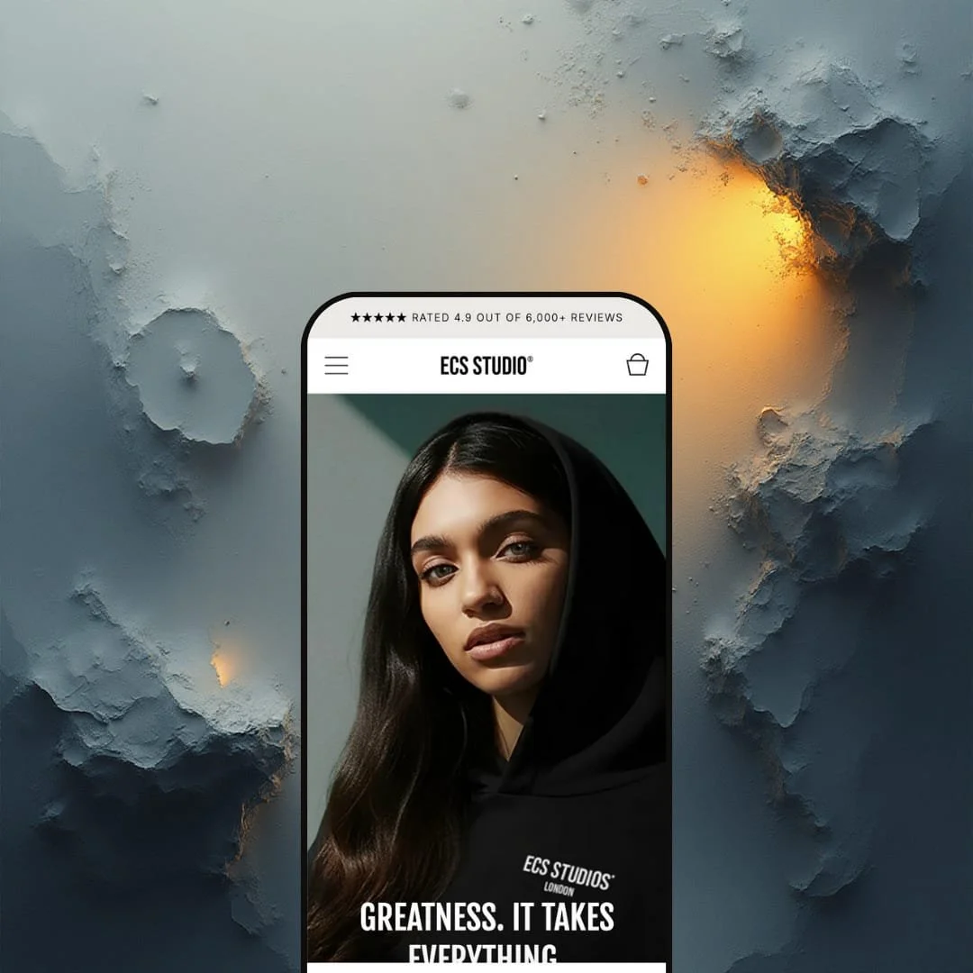 A composite image showing one version of the Carbon Shopify theme by E-Commerce Studio displayed on smartphone screens. Each screen showcases the theme's adaptation for different niches.