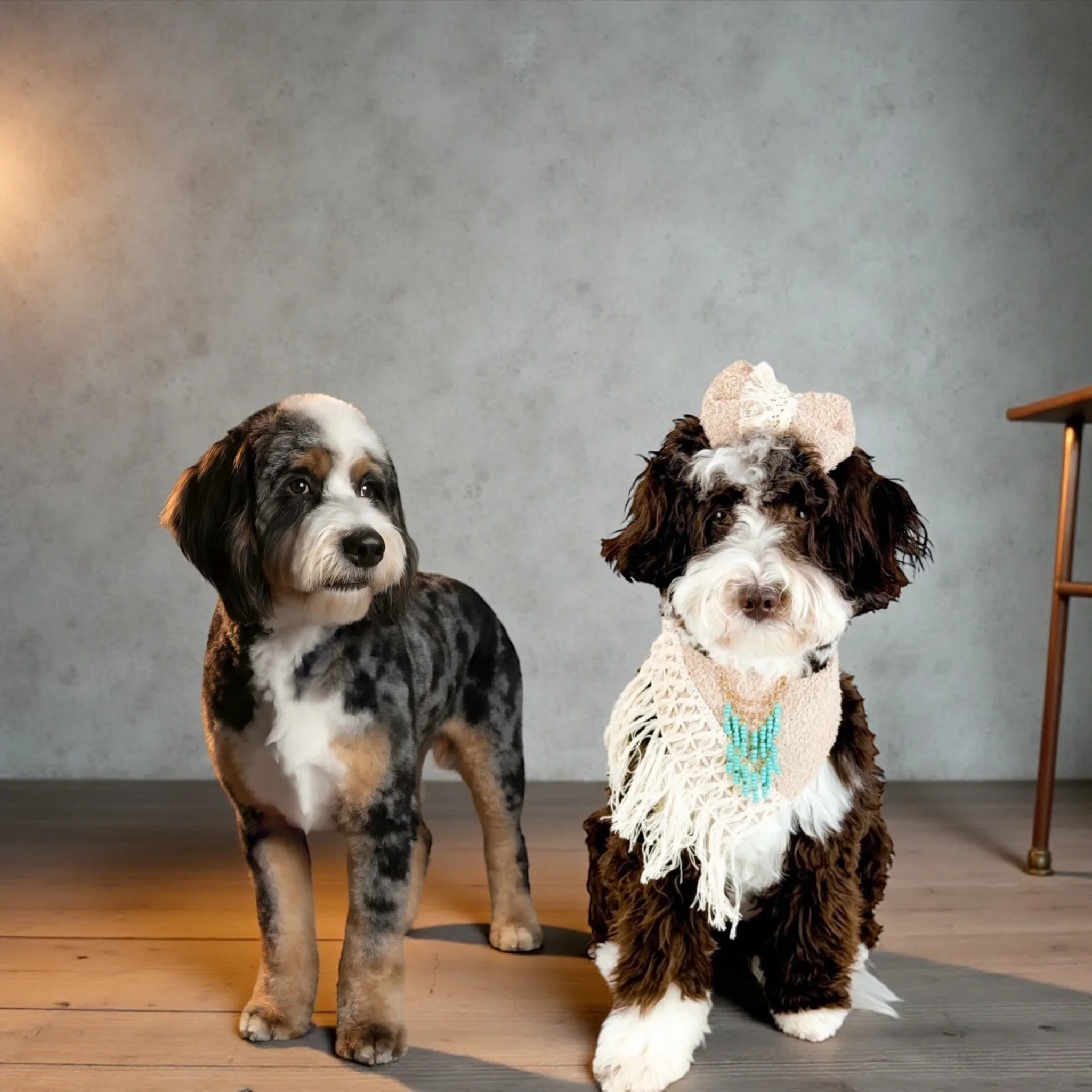 Ford & Clara - Mini Bernedoodles - Timeline: Puppies due March 28 -  Puppies go home May 23 - Approximate weight 20-30 lbs - Expecting chocolates, blue merles, chocolate merles, classis tri’s straight & wavy - 1 Breeders Pick, 2 Breeders Pick, 3 A Ho