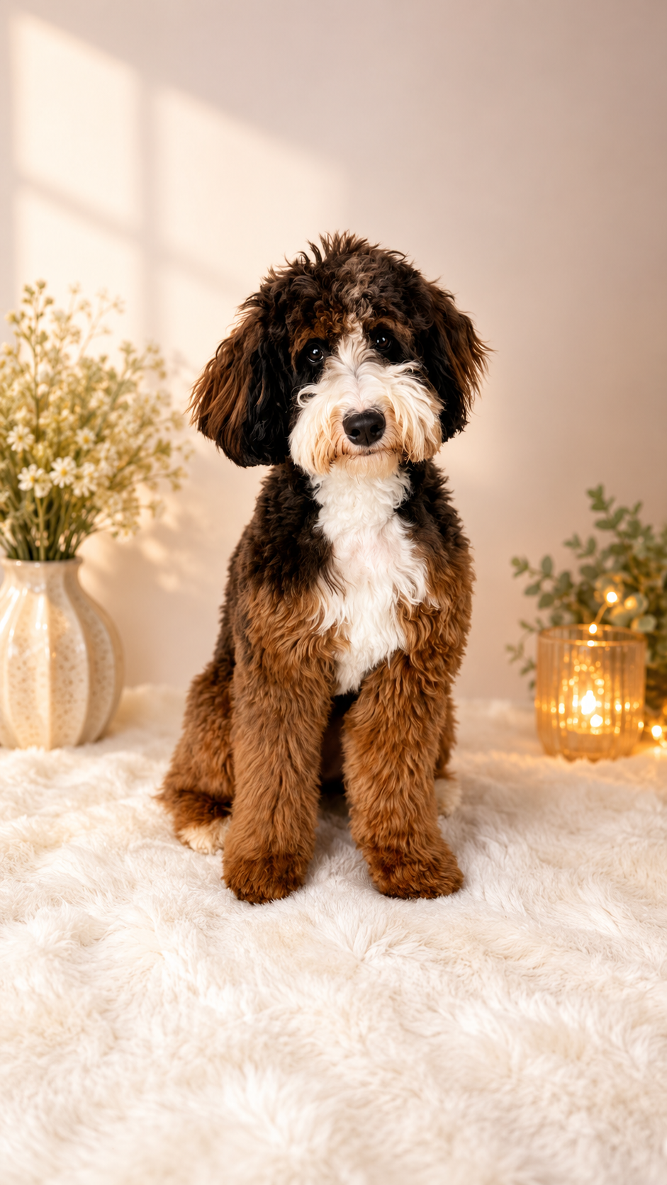 Odessa Future Mama - Odessa is our beautiful red sable Mini Bernedoodle 🤎

She is truly special—so loving, absolutely hilarious, and full of joy. Odessa loves big, plays hard, and is happiest outside soaking up life.

She is 21 pounds of pure love a