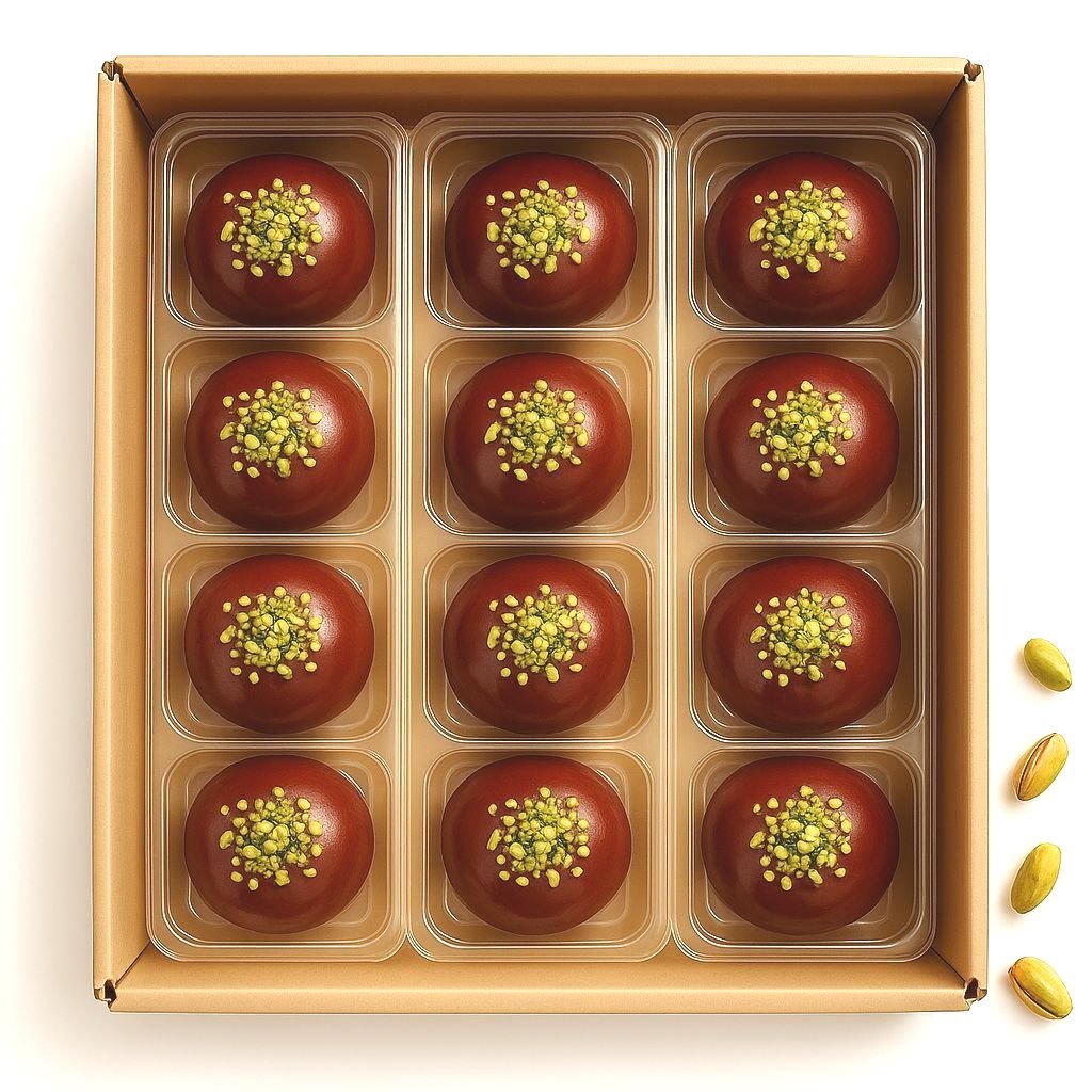 Ogni cartone è progettato per ottimizzare la conservazione e la distribuzione del prodotto. Contiene un totale di 24 mochi, con un Peso Netto complessivo di 1032g.
Riepilogo:
1 Cartone = 12 Confezioni (Blister) = 24 Mochi
1 Confezione (Blister con