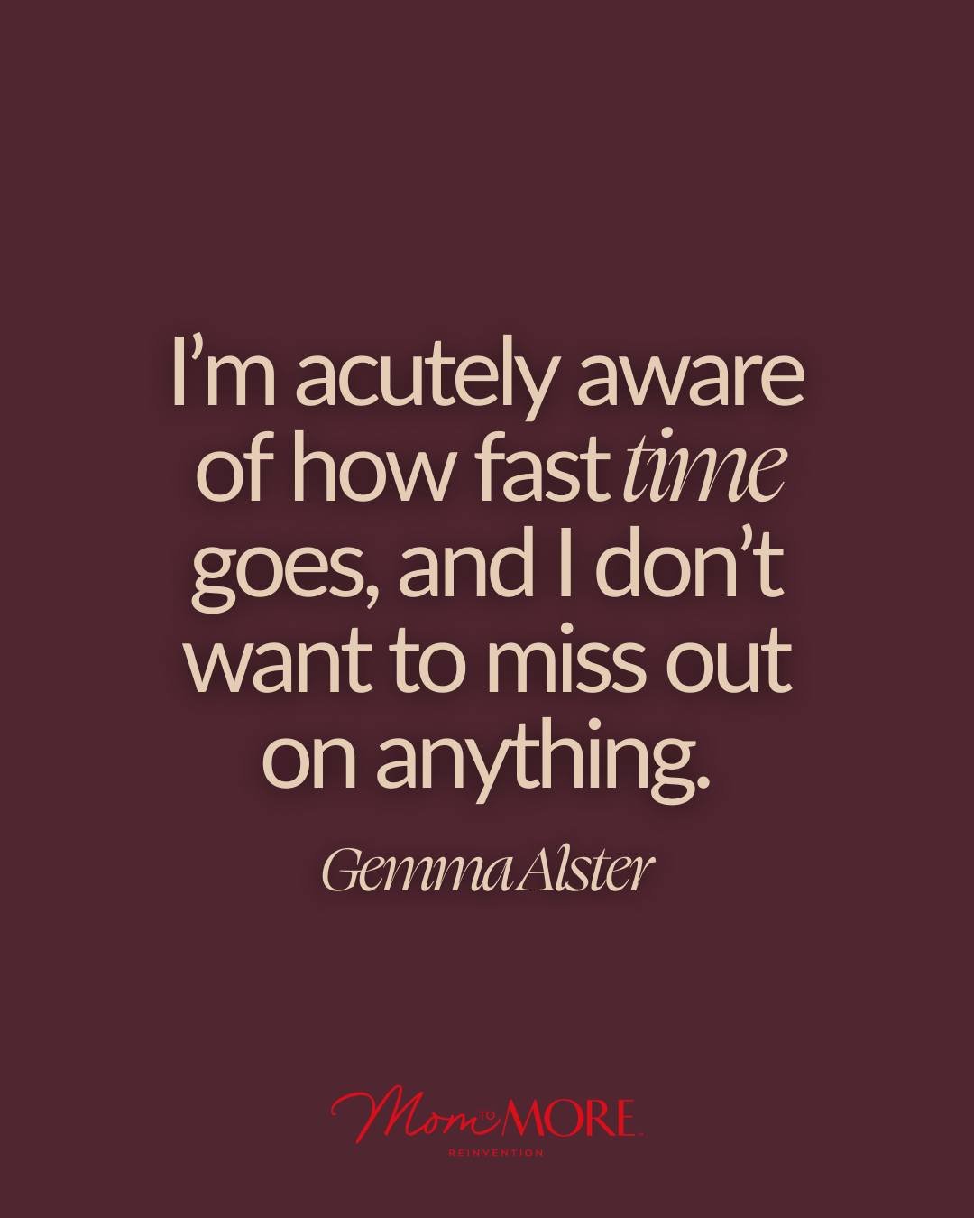"I&rsquo;m acutely aware of how fast time goes&hellip; and I don&rsquo;t want to miss out on anything."

That line from my conversation with @gemmaalster hit me right in the chest because I think so many of us are living in that tension.

W