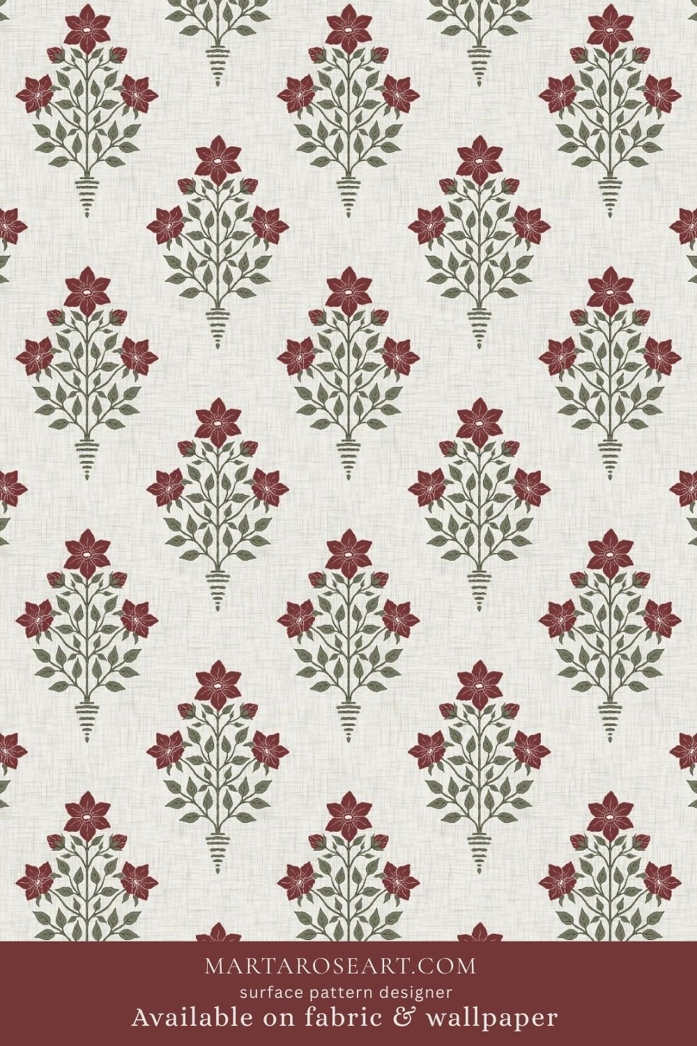 pattern design featuring delicate floral block print