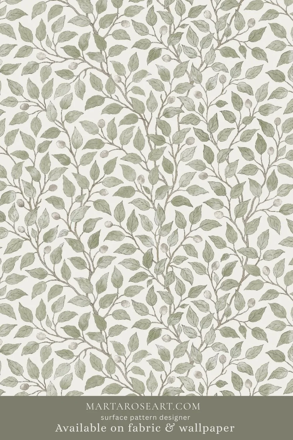 pattern design featuring sage green botanical leaves william morris style
