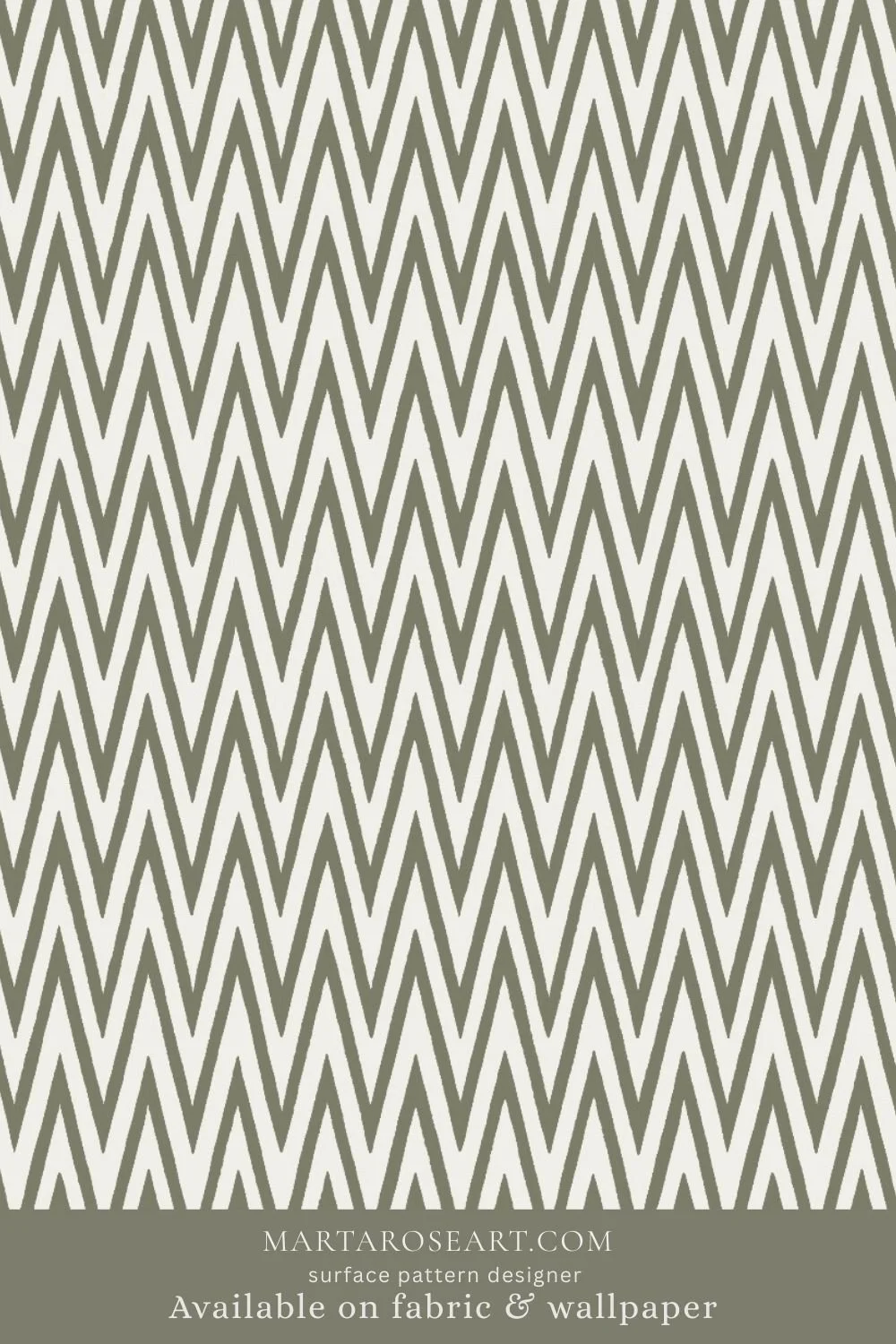 pattern design featuring geometric chevron pattern in sage green and cream