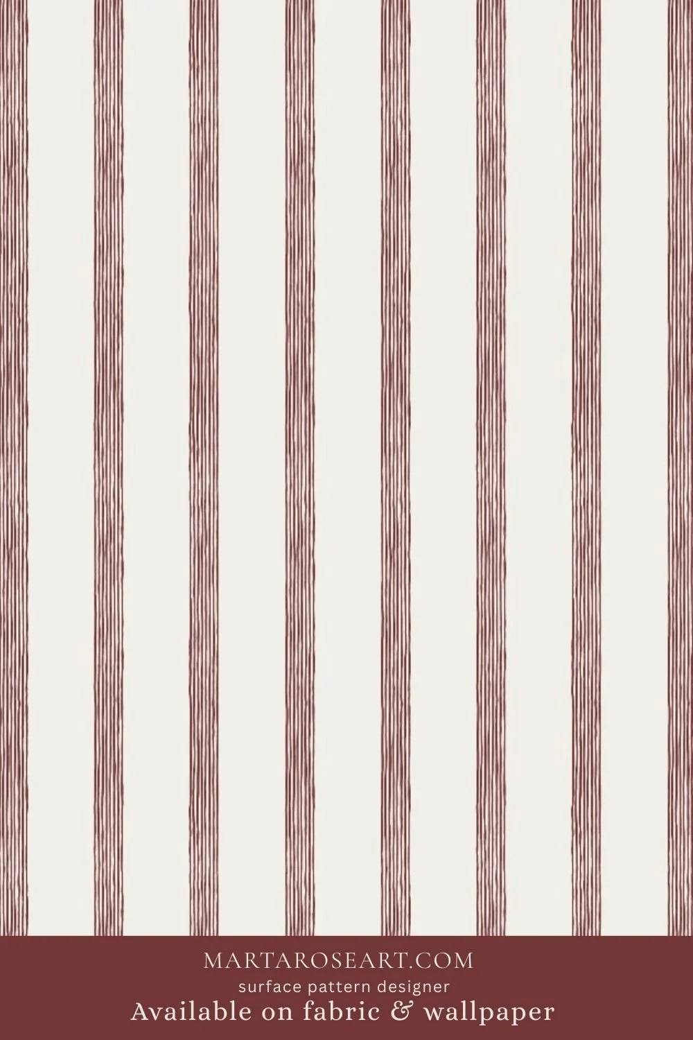 pattern design featuring dark red hand drawn stripes on white background