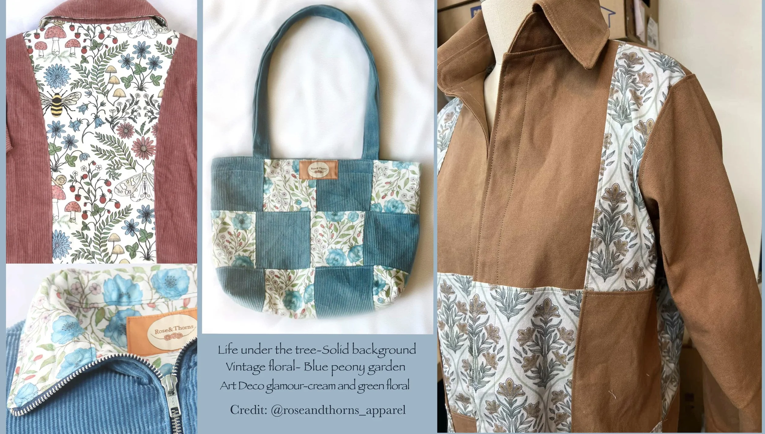 Vintage floral - Blue peony garden