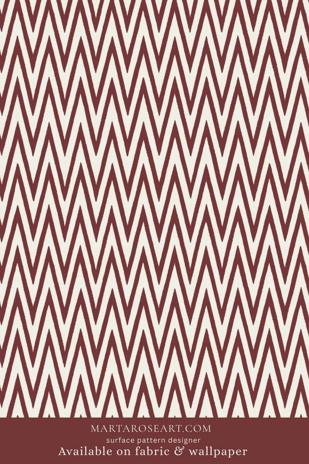 pattern design featuring geometric chevron pattern in deep maroon and cream