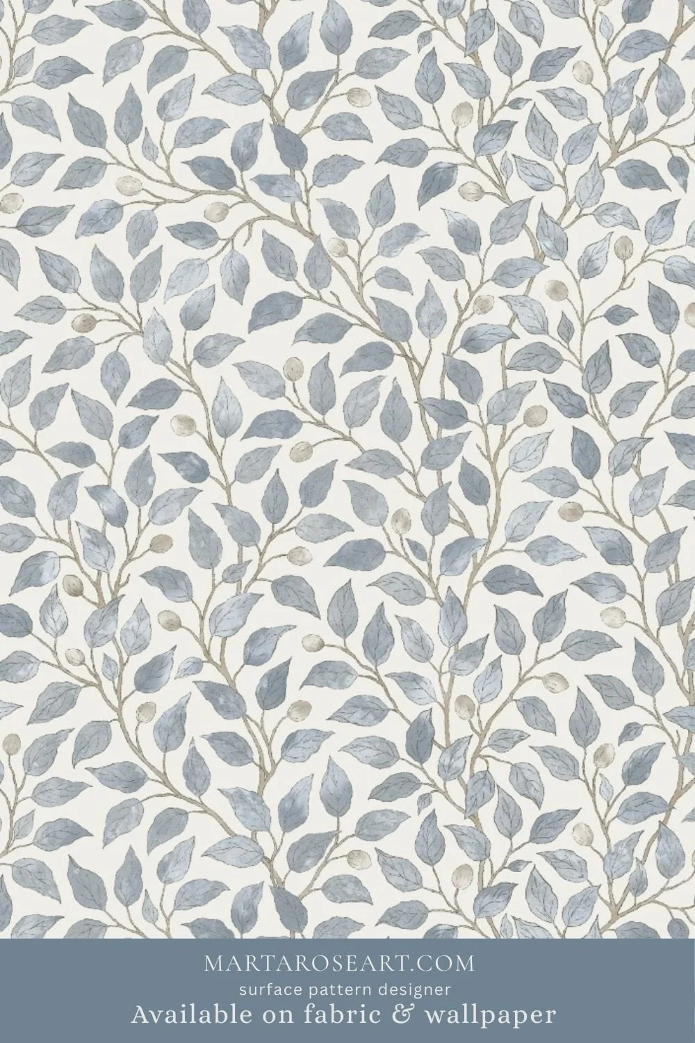 pattern design featuring soft blue botanical leaves william morris style