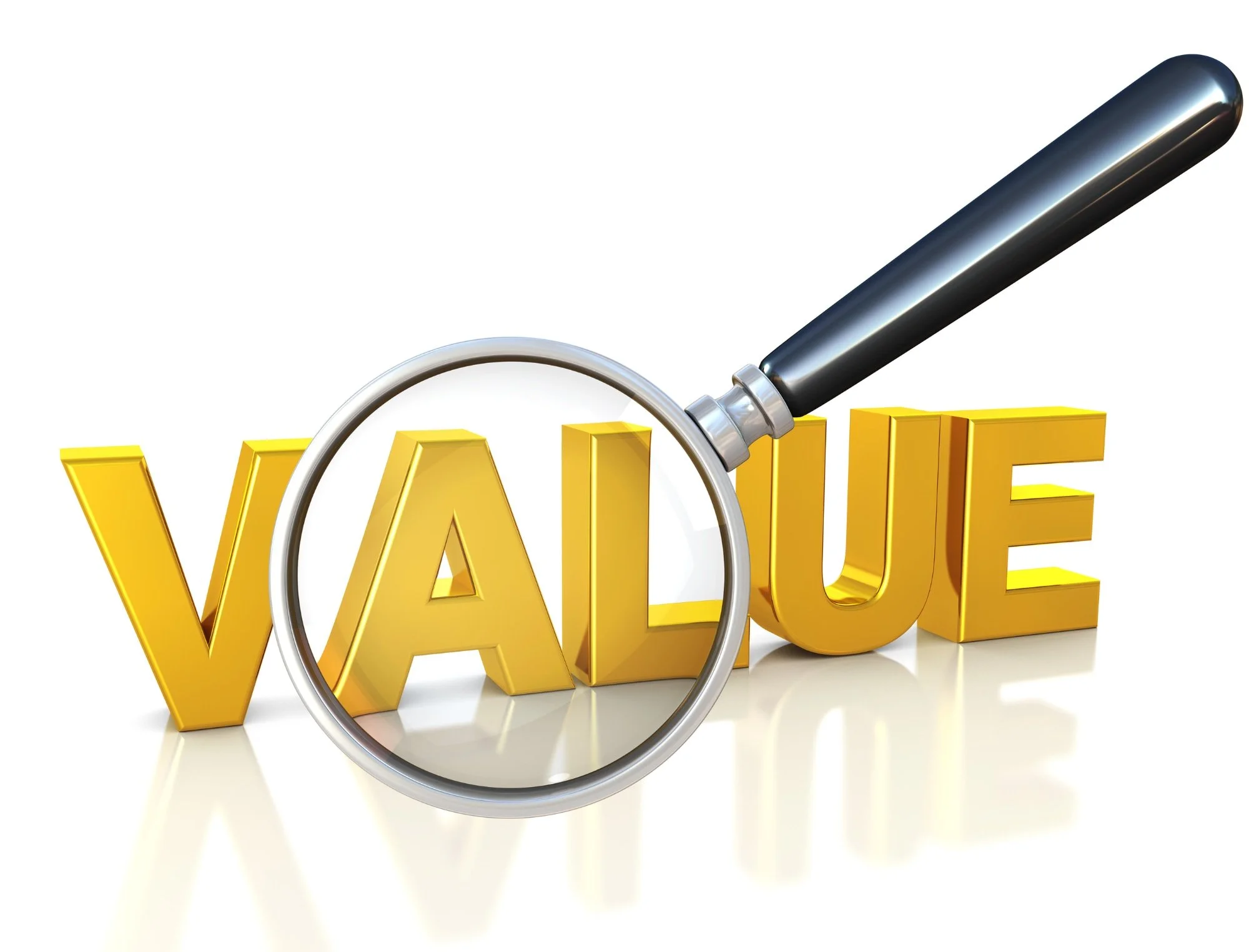 The image shows a hand holding a magnifying glass over wooden models of houses, symbolizing the concept of property valuation. To the left, there is a sign that reads "VALUATION," emphasizing the focus on assessing the value of real estate