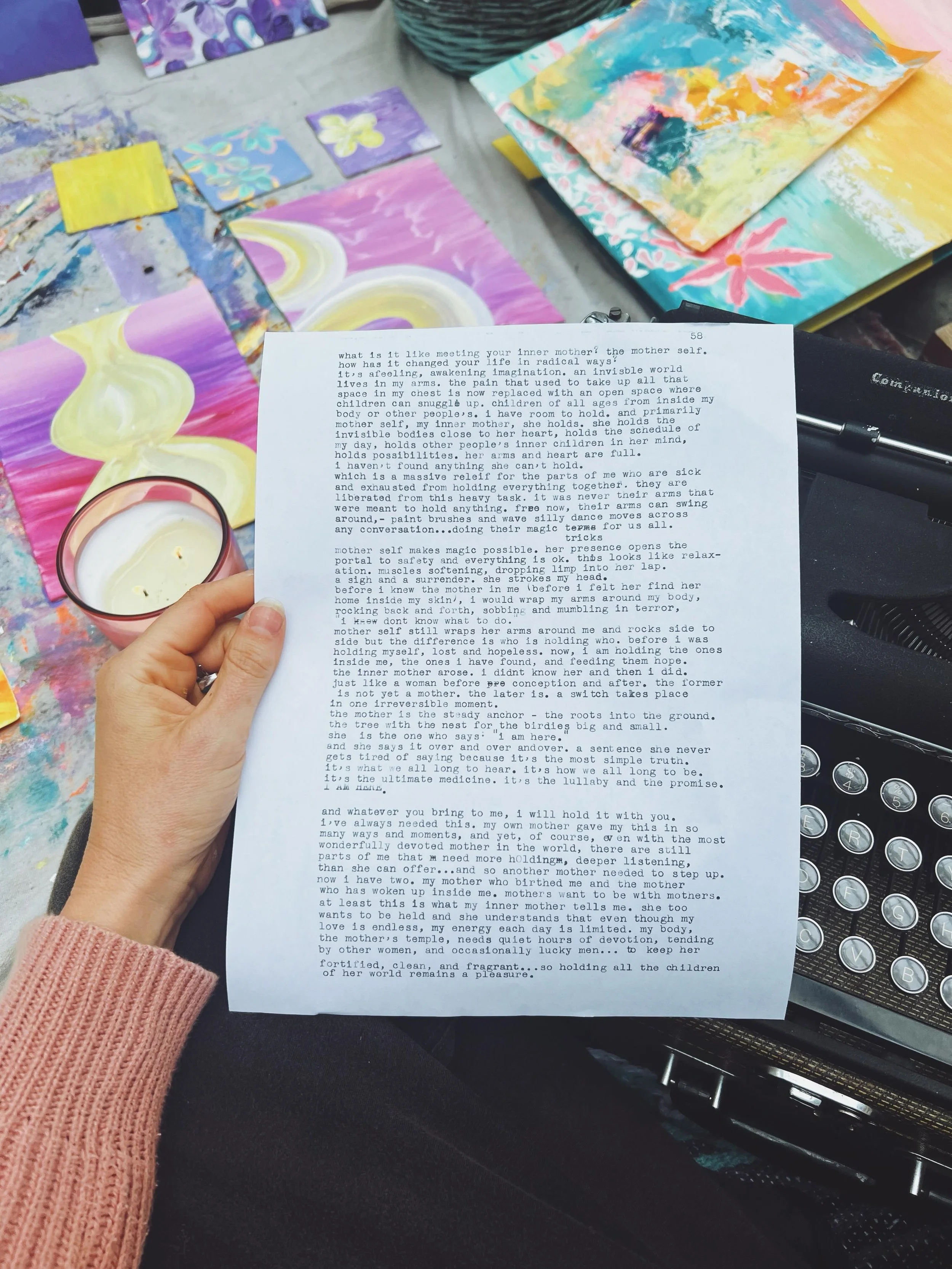 Whatever you bring to me, I will hold it with you ✨

Mother self makes magic possible.

🌻 cha 

#typewriters #writersandpoets #writingislife #wordsheal #typewritter