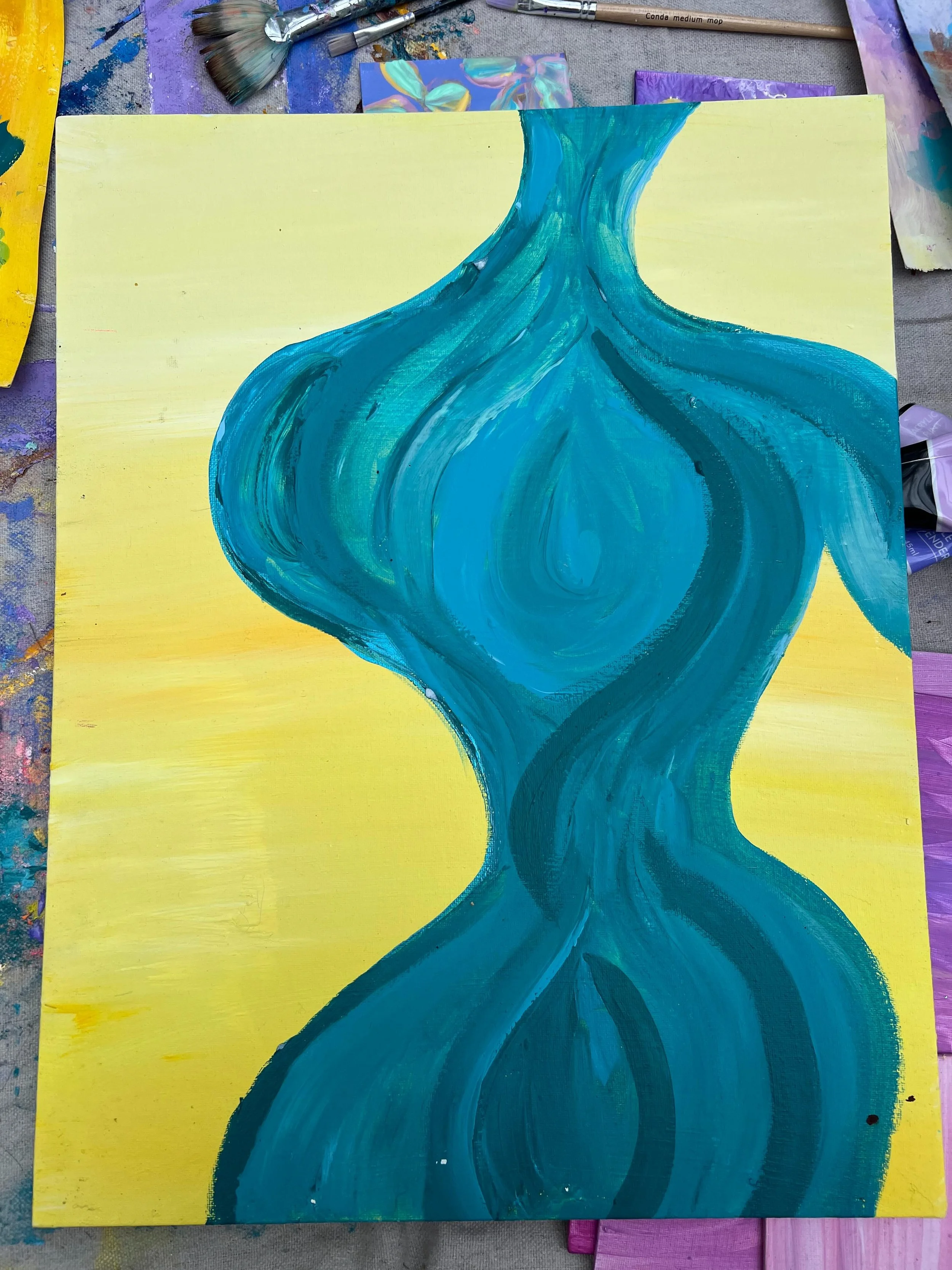 teal goddesses emerging from this season of inner mothering ✌🏼✨ 

🌻 cha 

#painteditmyself #painting #artheals #artista #acrylicartist