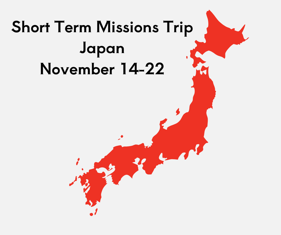 oOur missionaries in Tokyo, would like to have a small group of Memorial folks come this fall. Those who go would attend the conference of the Church Planting Institute of Japan, which is held every two years. Responsibilities would include helping l