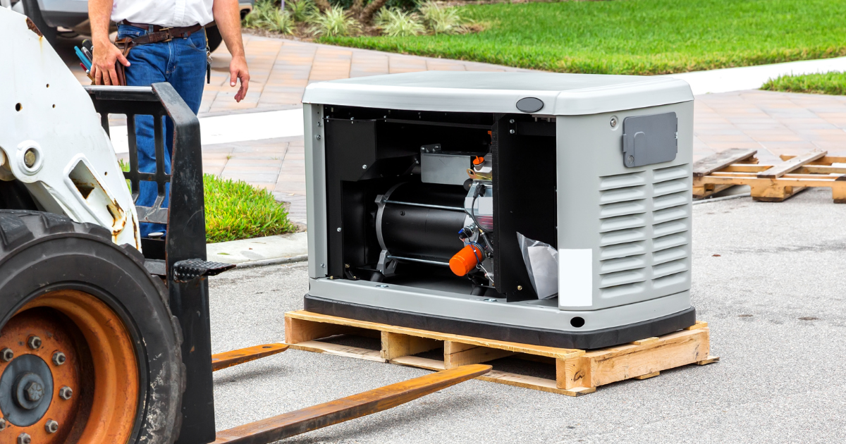 Standby generator undergoing routine maintenance and inspection at a residential home in Shreveport Louisiana