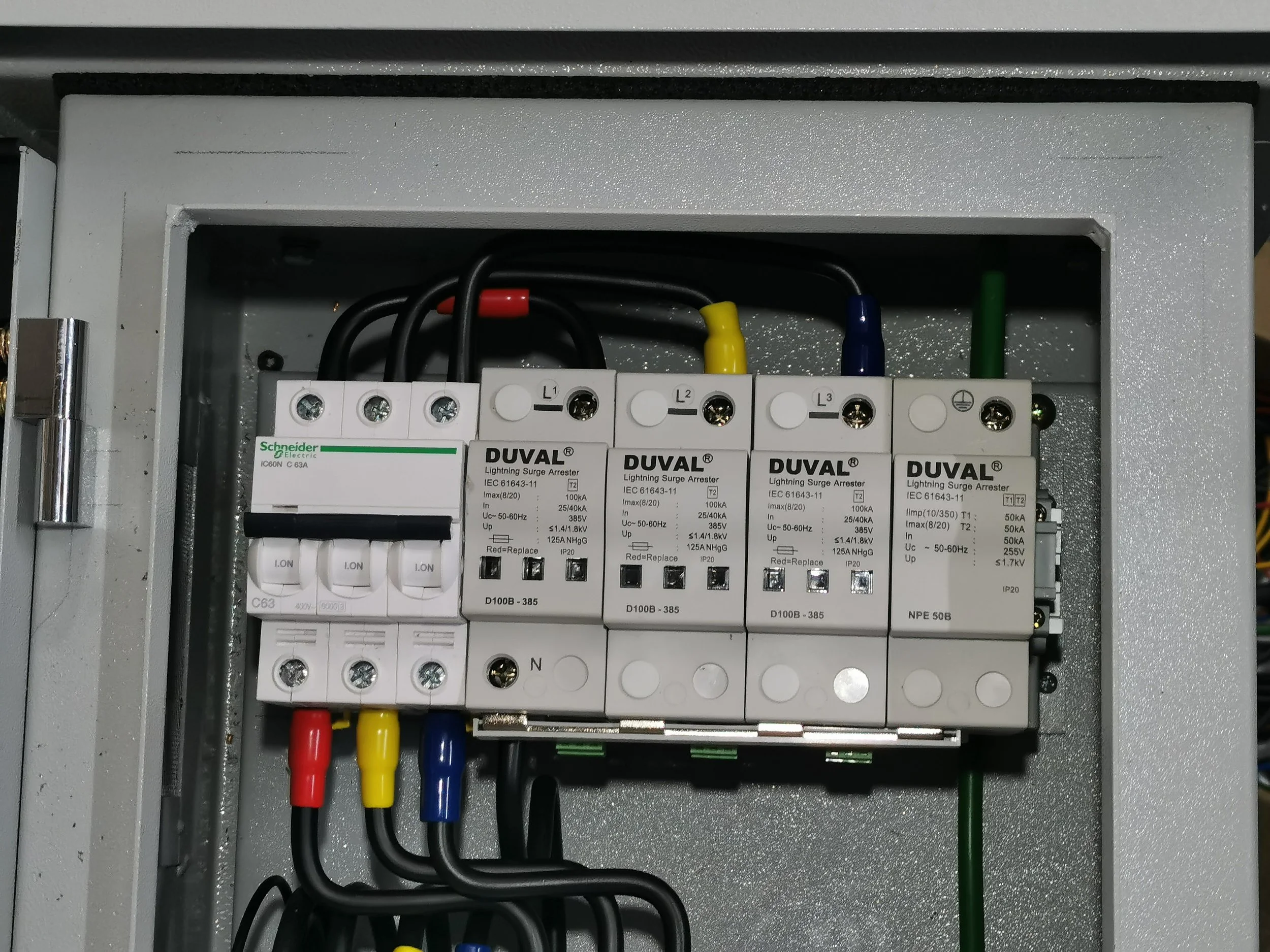 Whole-home surge protector installed near an electrical panel in Shreveport Louisiana