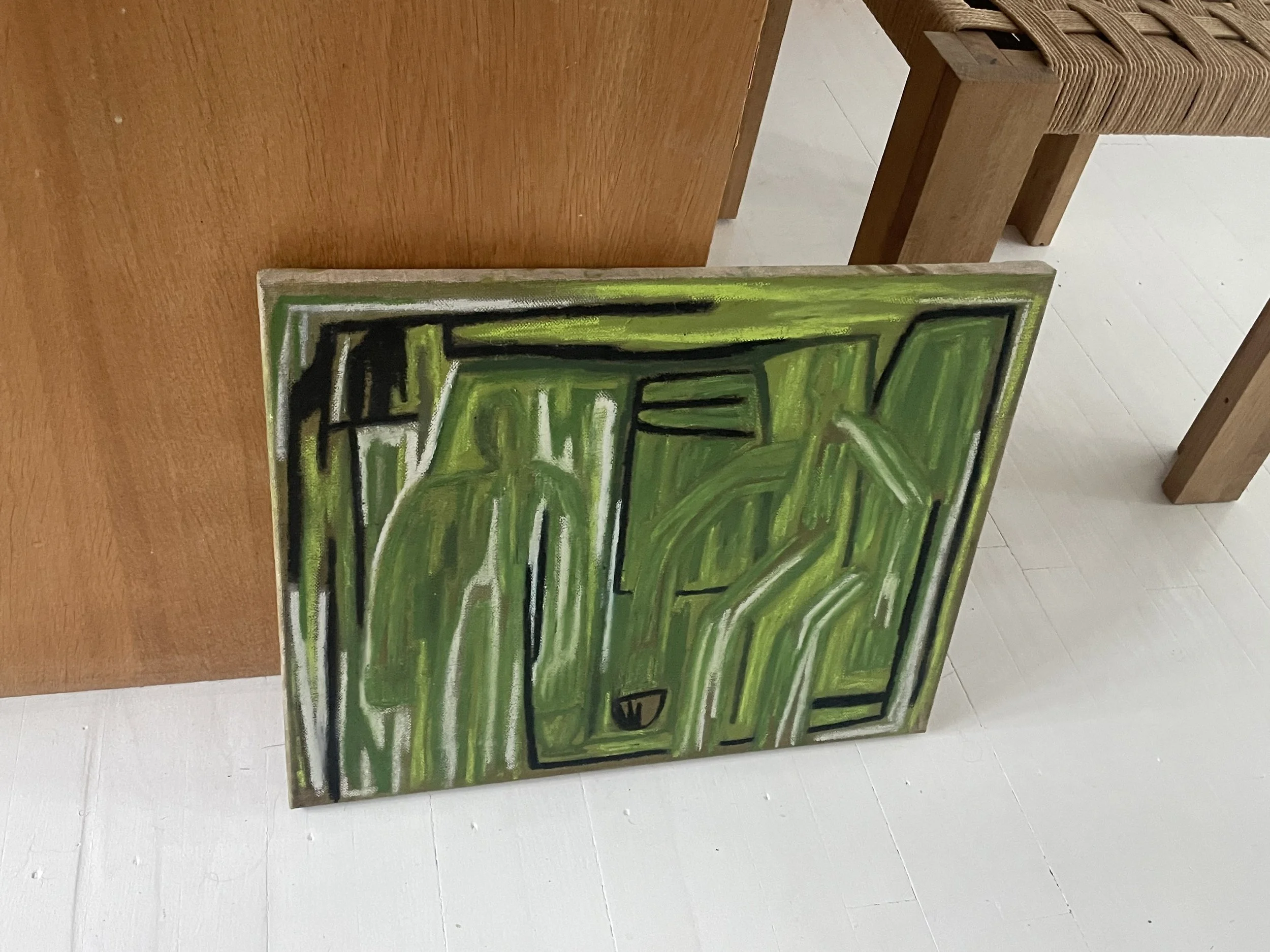 ‘Efterårets grøn med hvile’ 
Olie og oliepastel på hørlærred
40 x 50
5200 DKK