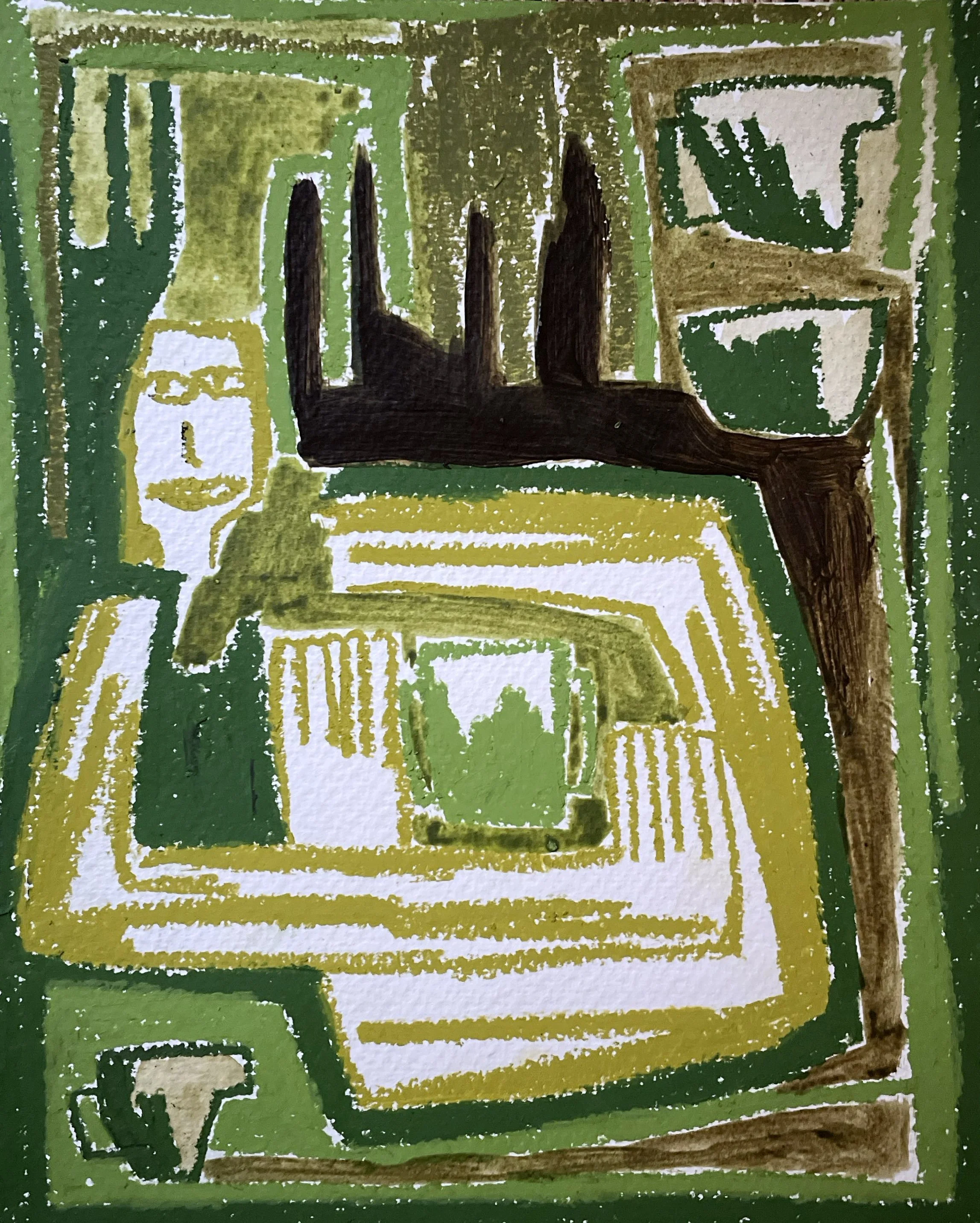 'Hverdagen i en omfavnelse'
Oliepastel og akryl på papir
24 x 30 cm.
2400 DKK