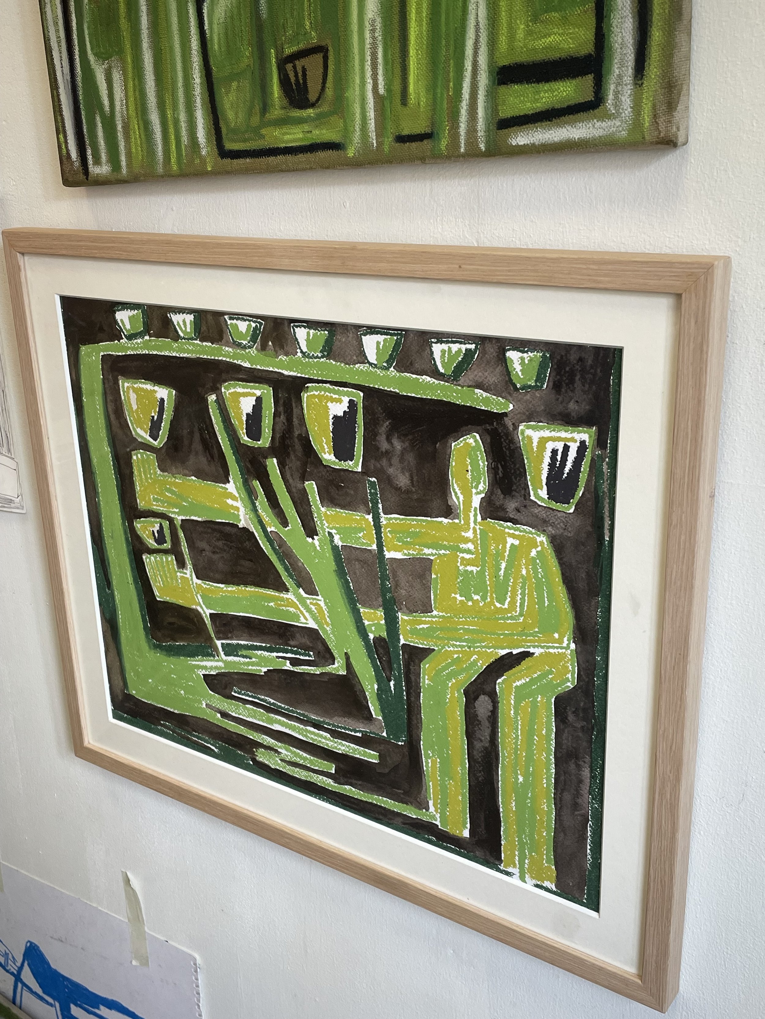 'Solens vaser'
Oliepastel og akryl på papir
50 x 40 cm
I ramme af egetræ med refleksfrit, UV-beskyttet glas og passepartout
4000 DKK